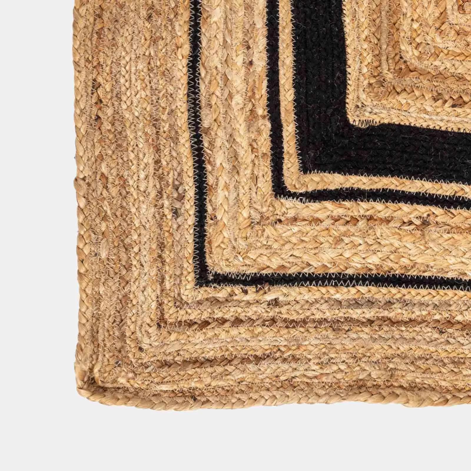 Tappeto da interni 200x300 cm in cotone nero e juta naturale