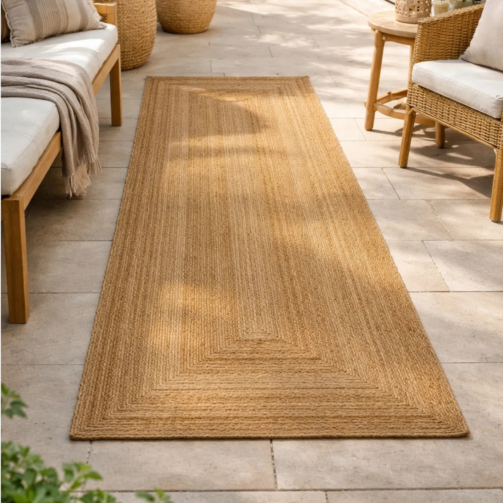 Tappeto per interni o esterni 80x200 cm in juta naturale