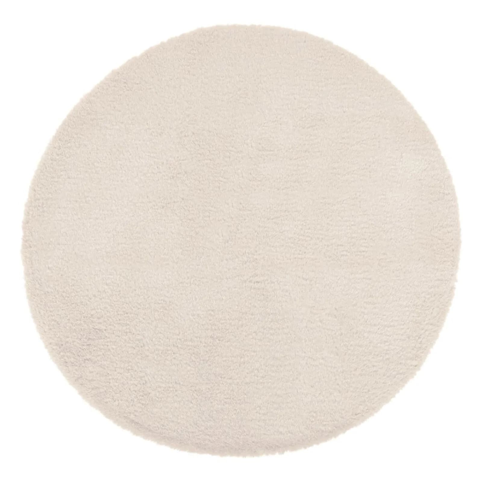 Tappeto rotondo 80 cm in similpelliccia morbida beige - Ofelia