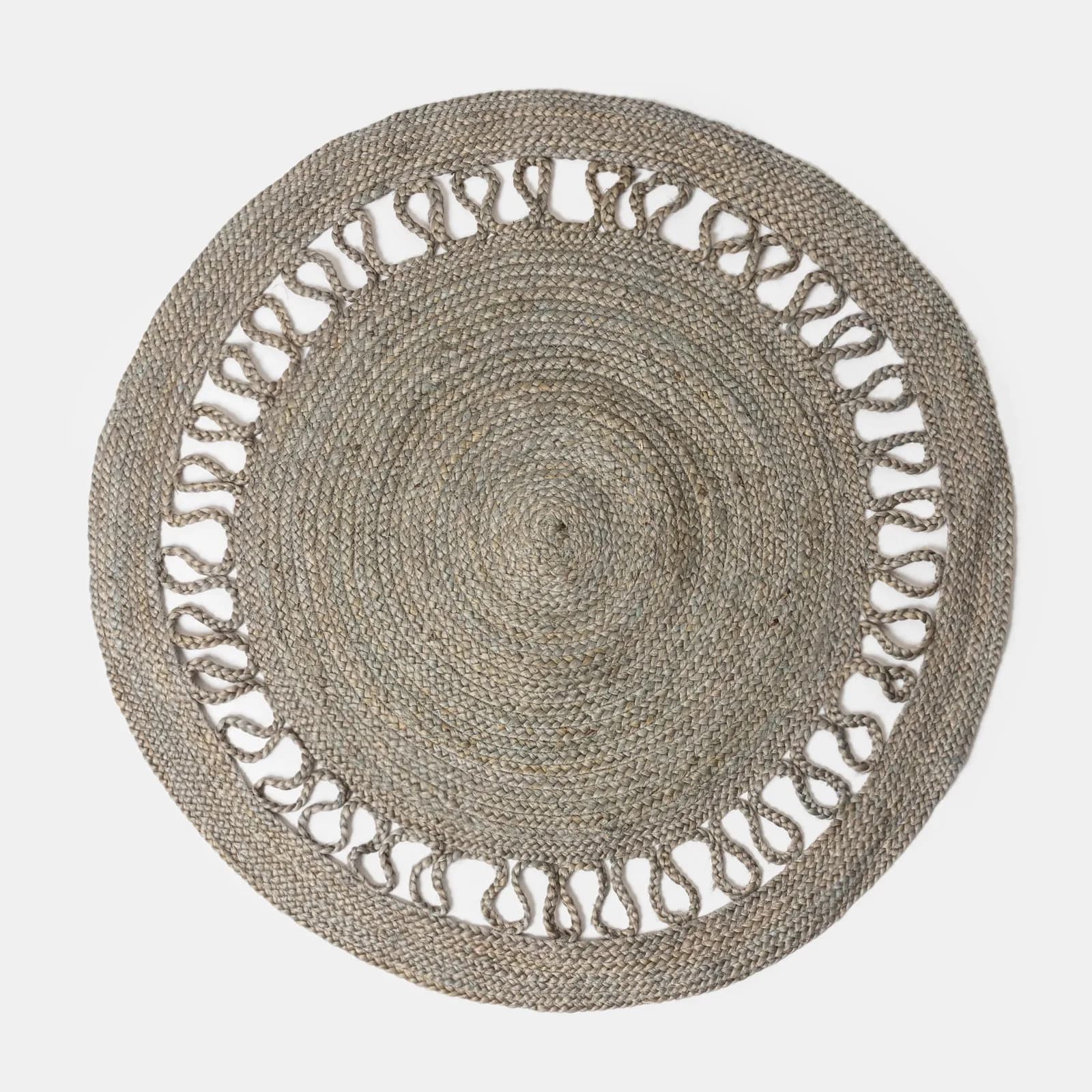 Tappeto da esterno o interno rotondo 90 cm in juta grigio