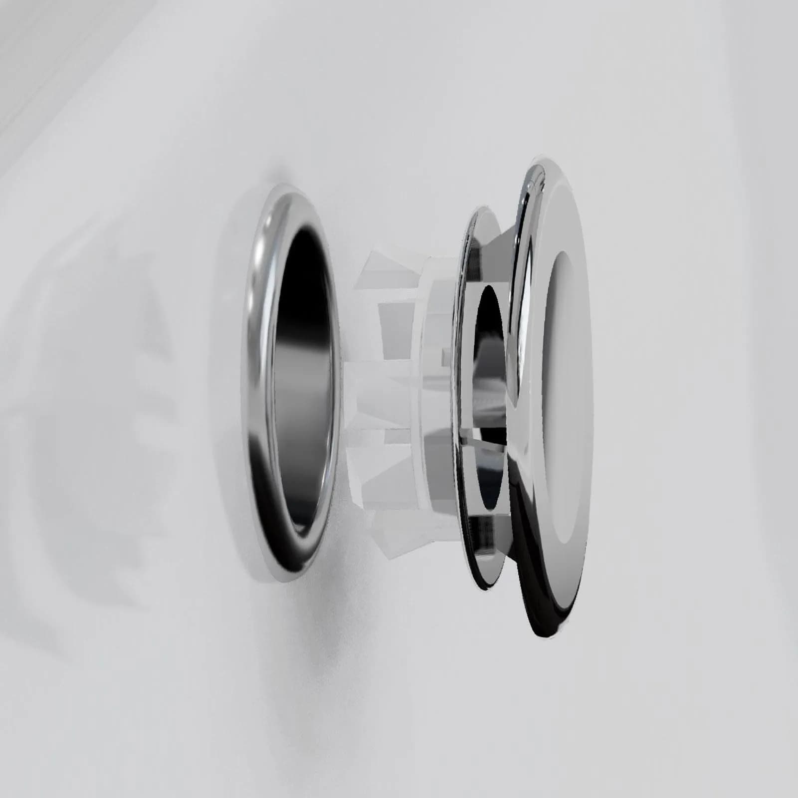 Ricambio tappo cromato per foro del troppopieno per lavabo da bagno