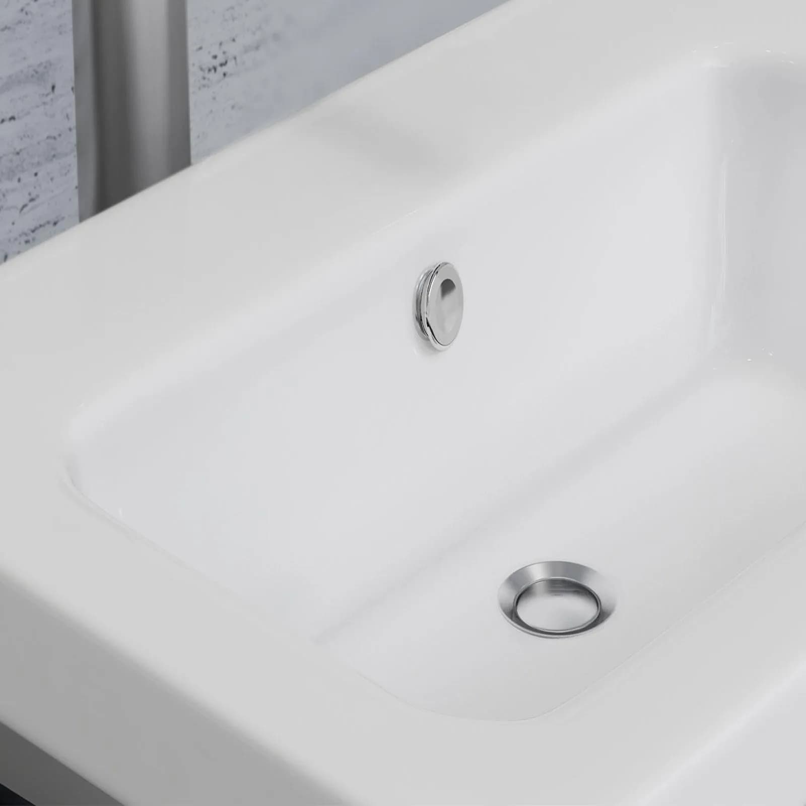 Ricambio tappo cromato per foro del troppopieno per lavabo da bagno