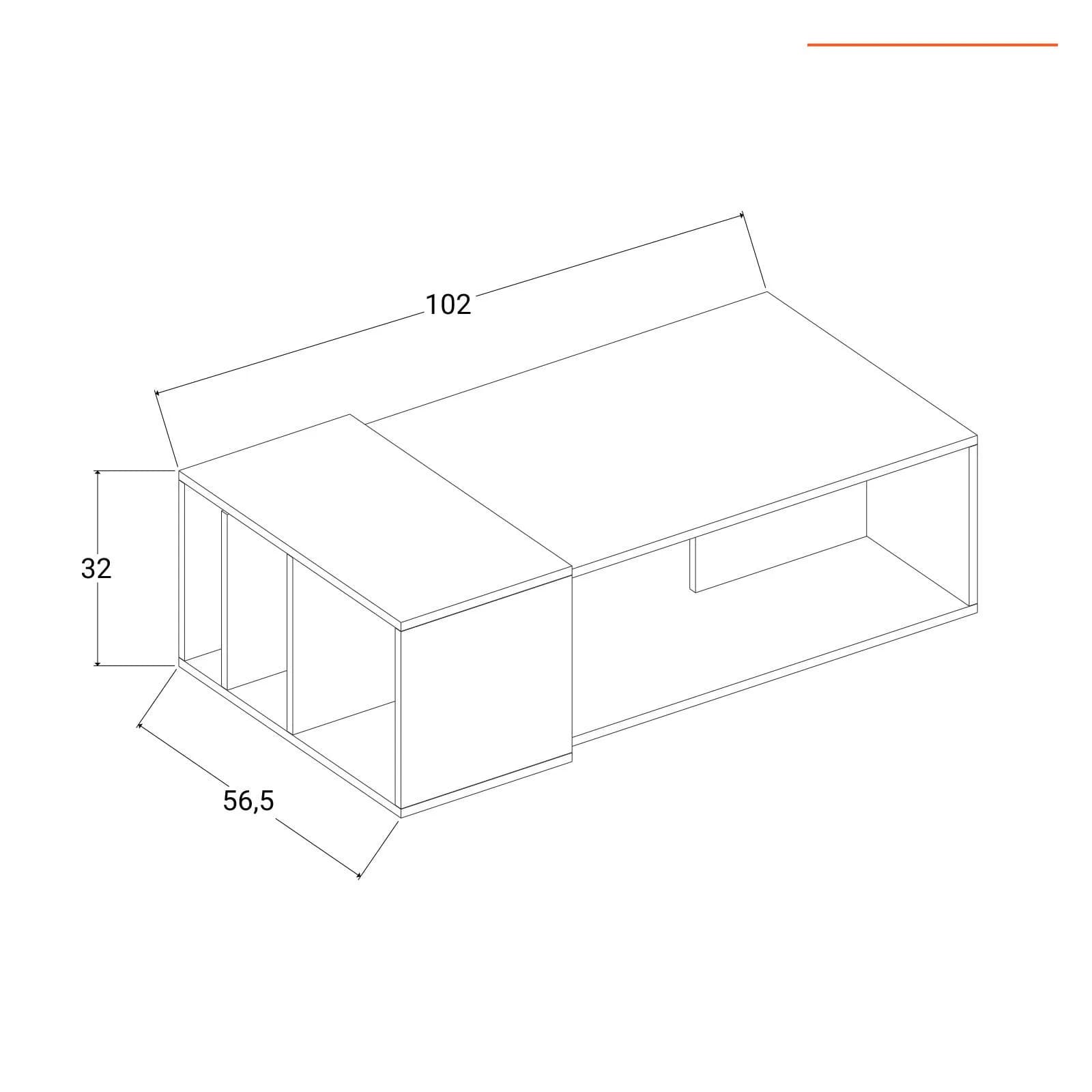 Tavolino 102x57 cm in legno rovere e antracite - Kantiko