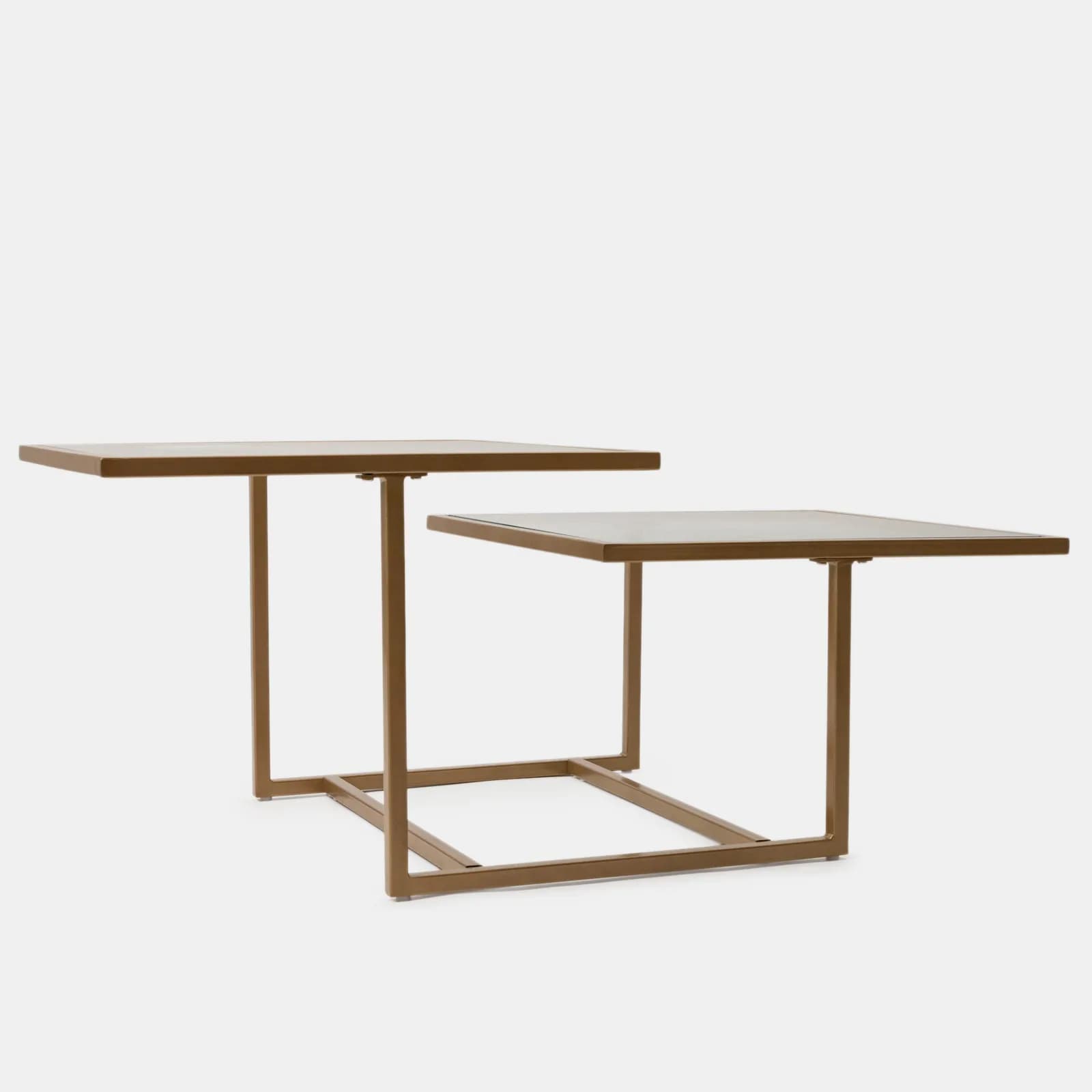 Tavolino 110x59 cm con 2 top in vetro e struttura in metallo finitura oro - Meyer