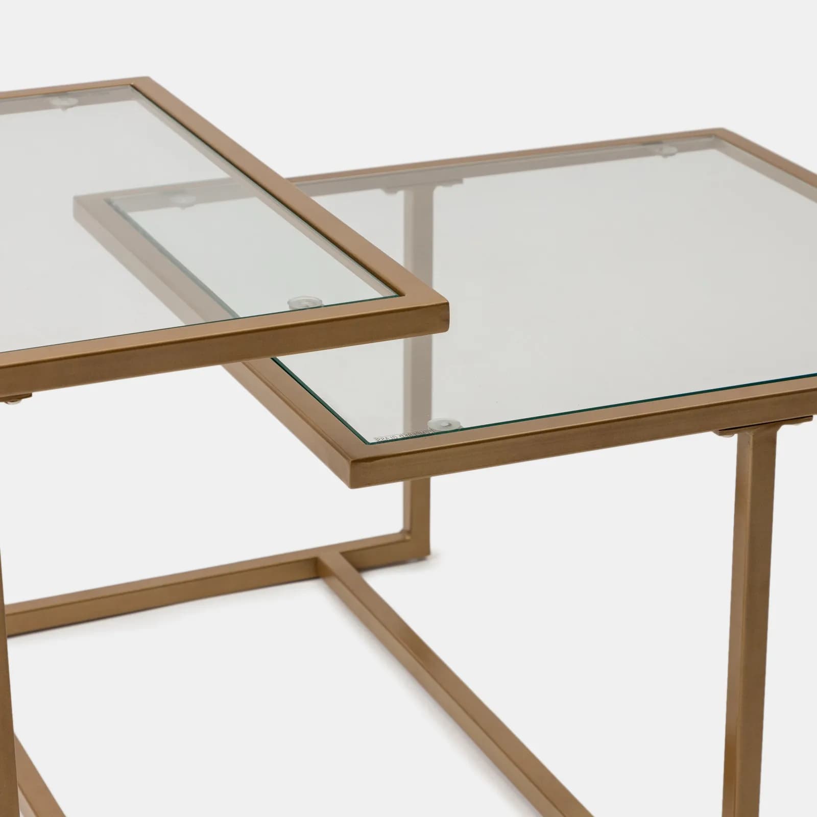 Tavolino 110x59 cm con 2 top in vetro e struttura in metallo finitura oro - Meyer