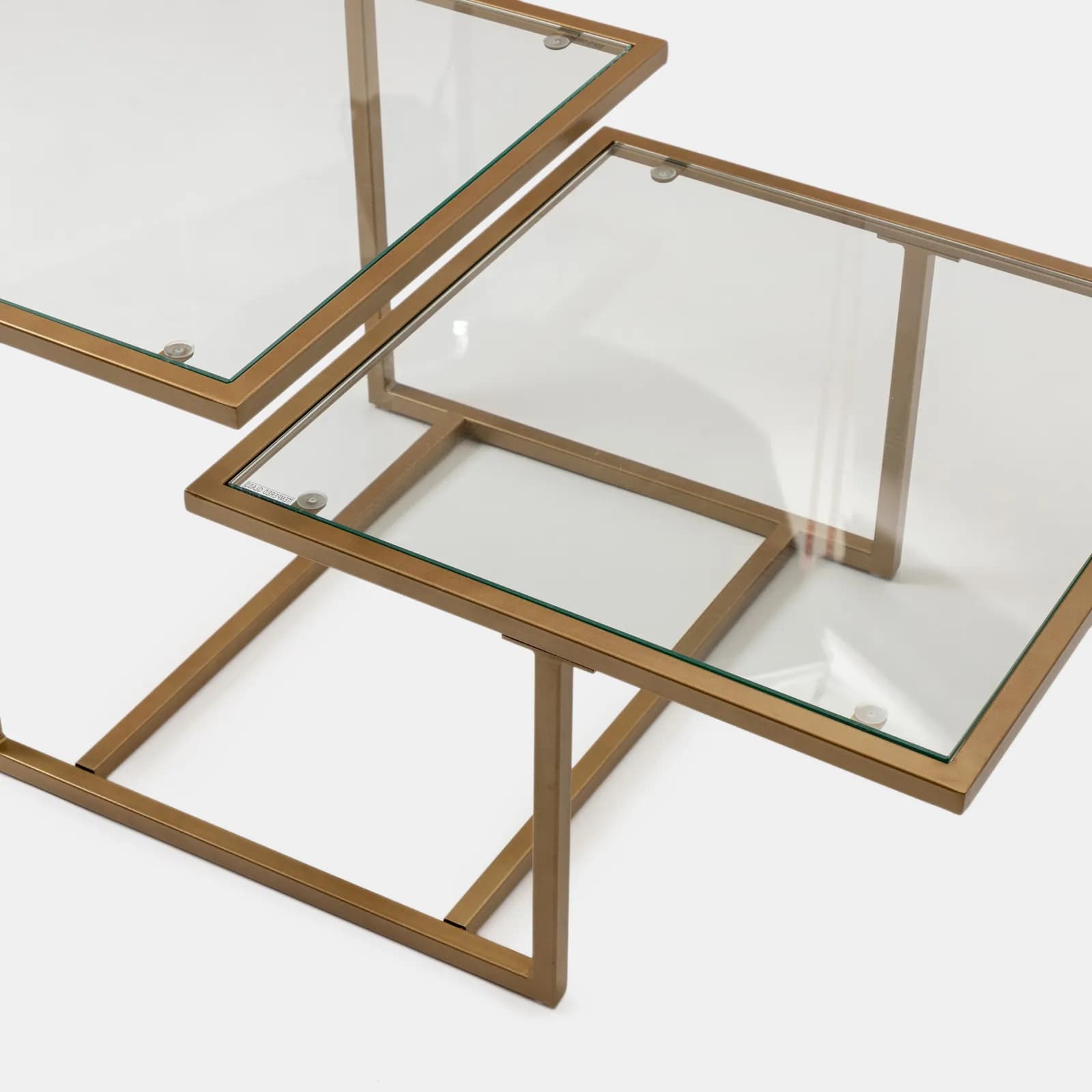 Tavolino 110x59 cm con 2 top in vetro e struttura in metallo finitura oro - Meyer