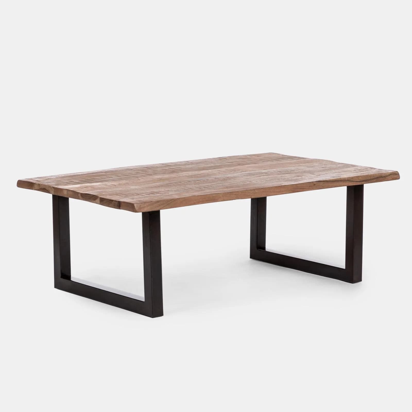 Tavolino 118x70 cm in legno di acacia con gambe nere - Freia Acacia