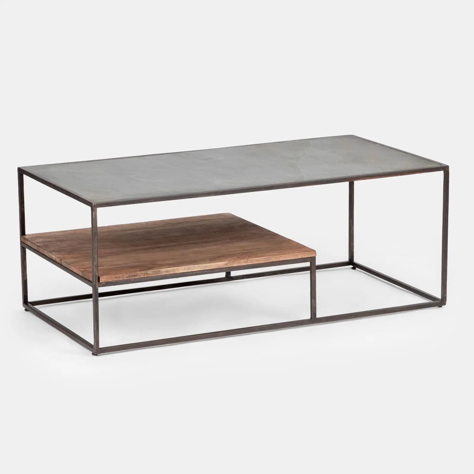 Tavolino 120x60 cm in legno di acacia e metallo - Freia Acacia