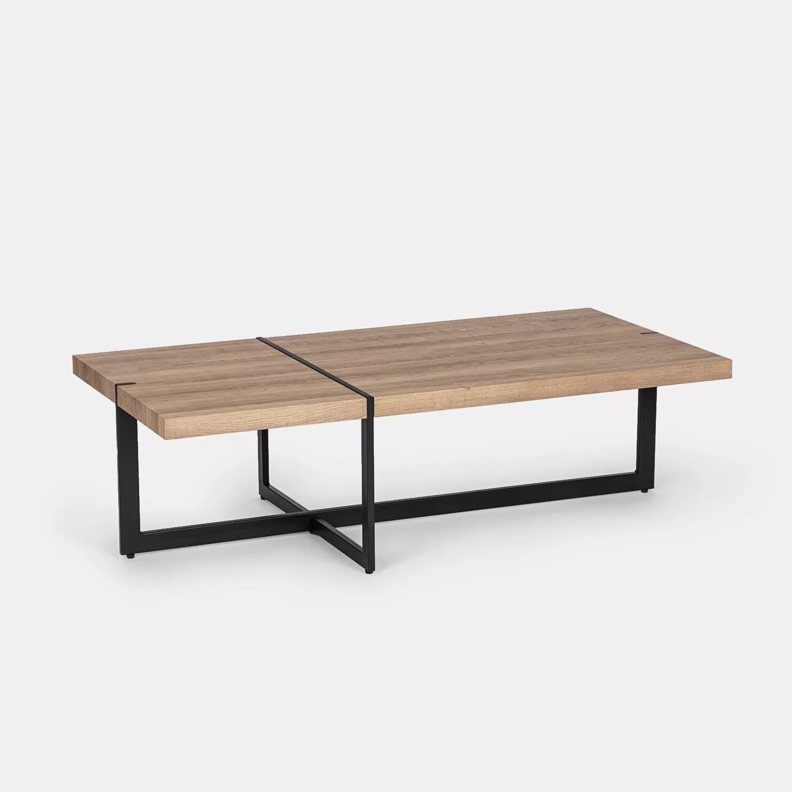 Tavolino 120x60 cm top rovere e gambe in metallo nere - Morfeo