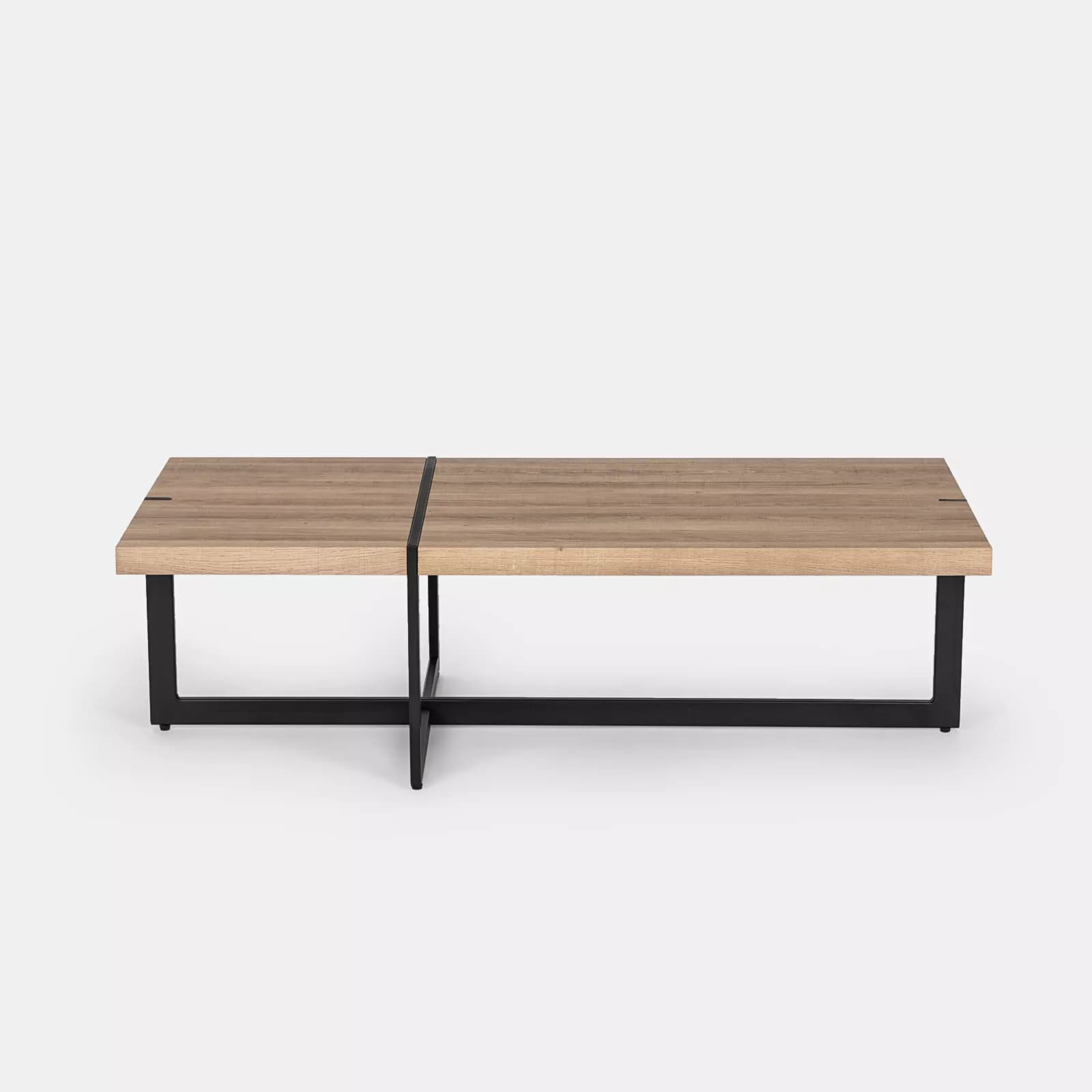 Tavolino 120x60 cm top rovere e gambe in metallo nere - Morfeo