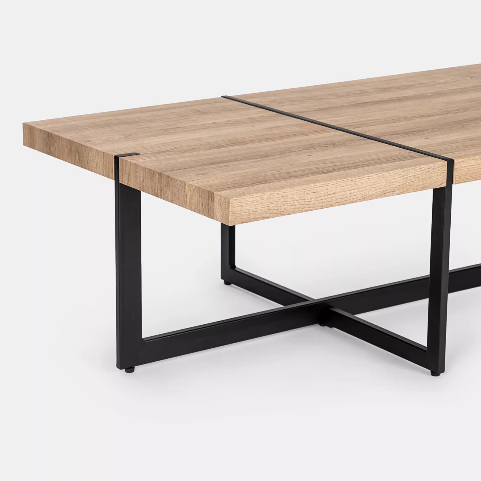 Tavolino 120x60 cm top rovere e gambe in metallo nere - Morfeo