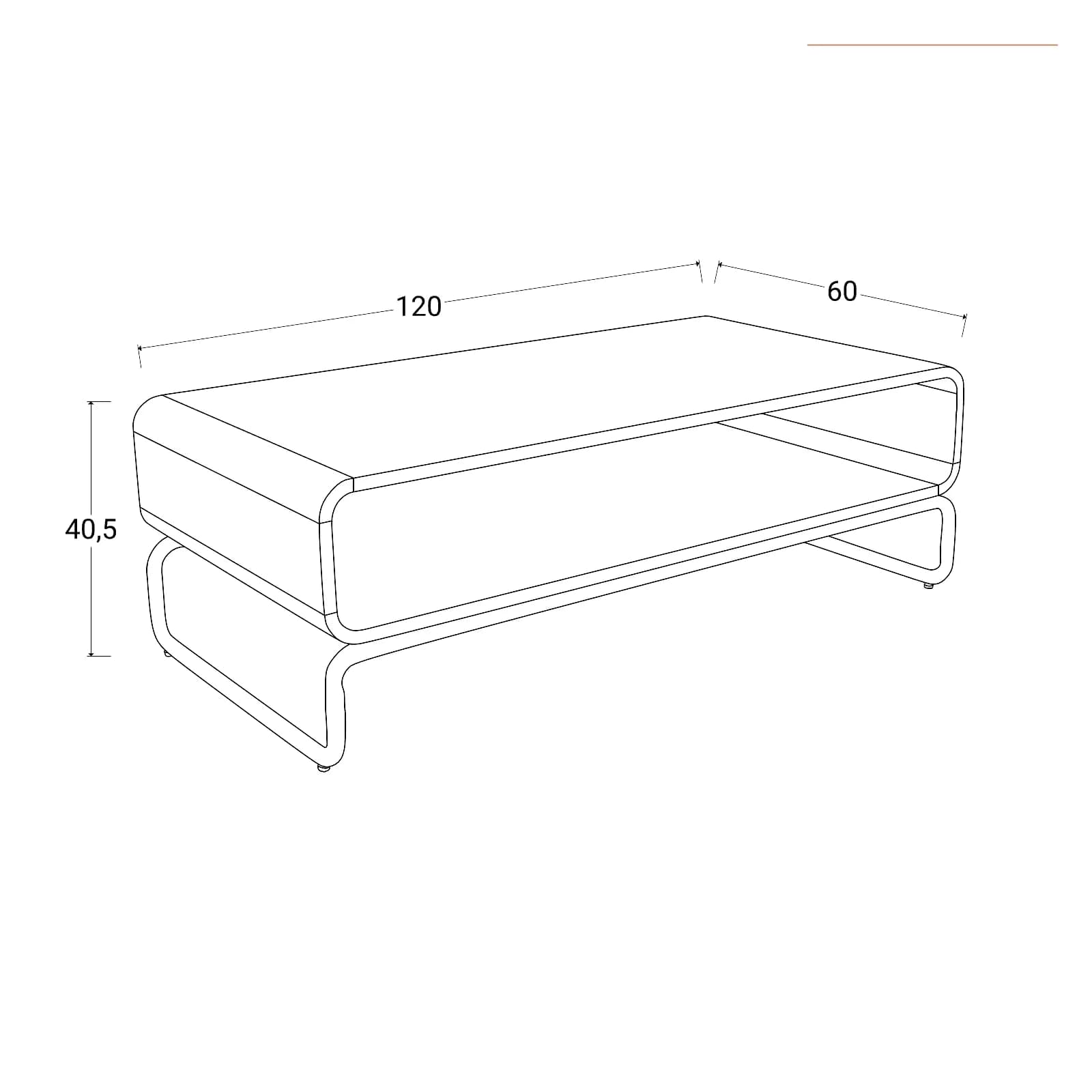Tavolino 120x41h cm rovere e gambe cromo - Lysander
