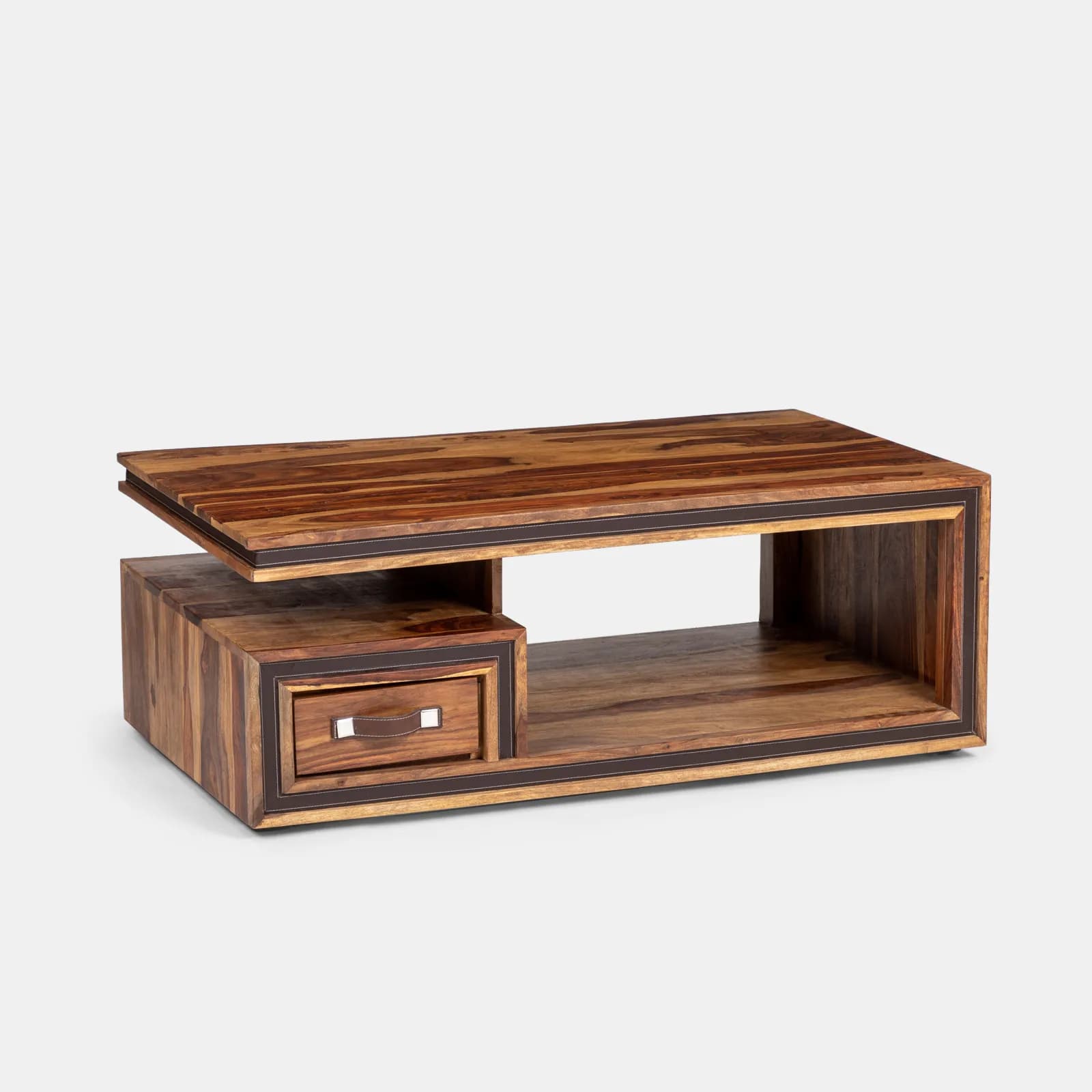 Tavolino 120x70 cm in legno con ripiano e cassetto - Freia Sheesham