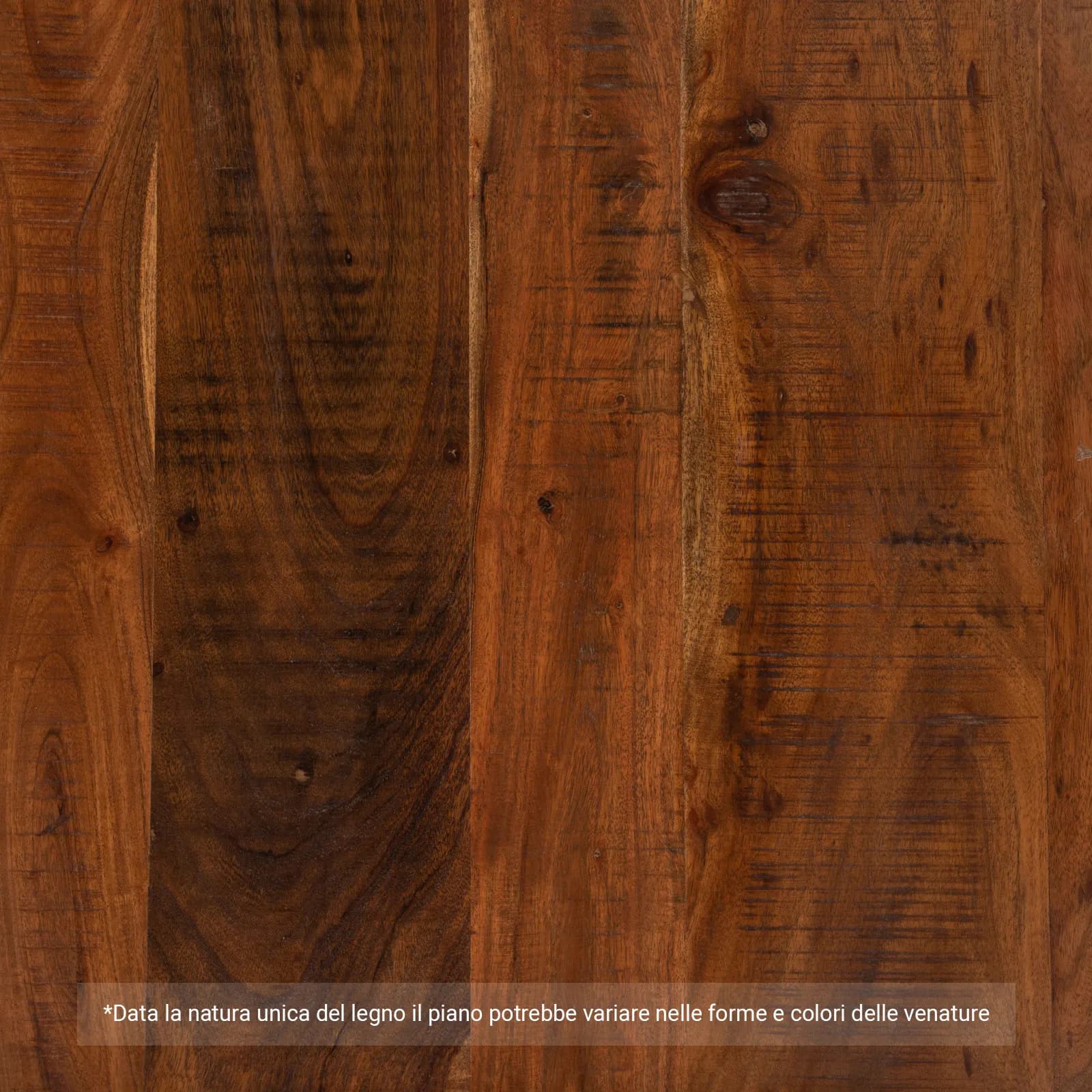 Tavolino 120x70 cm in legno di acacia con gambe a U 3x3 cm nere - Freia Bosco