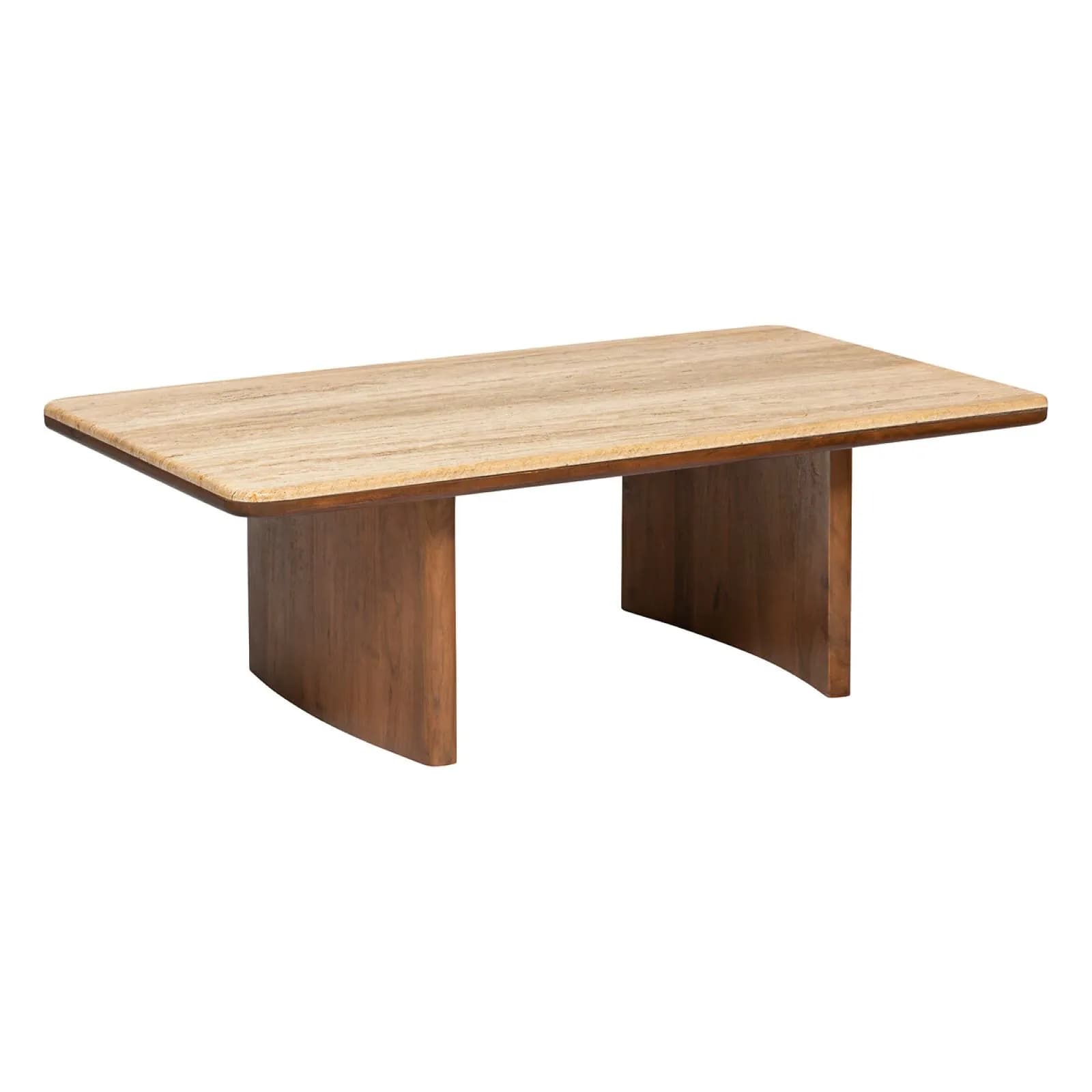 Tavolino 120x70 cm in legno di acacia con top in marmo travertino - Jelena