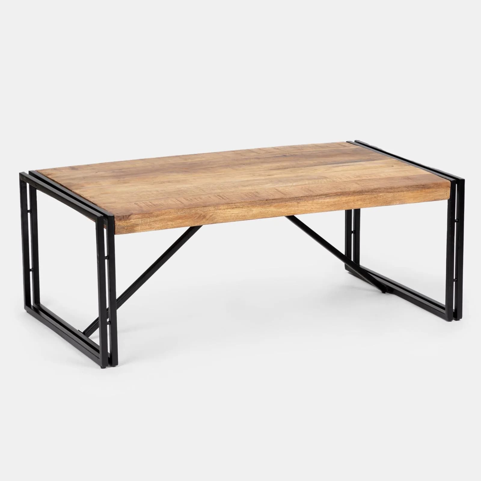 Tavolino 120x70 cm in legno di mango e metallo nero - Freia Mango