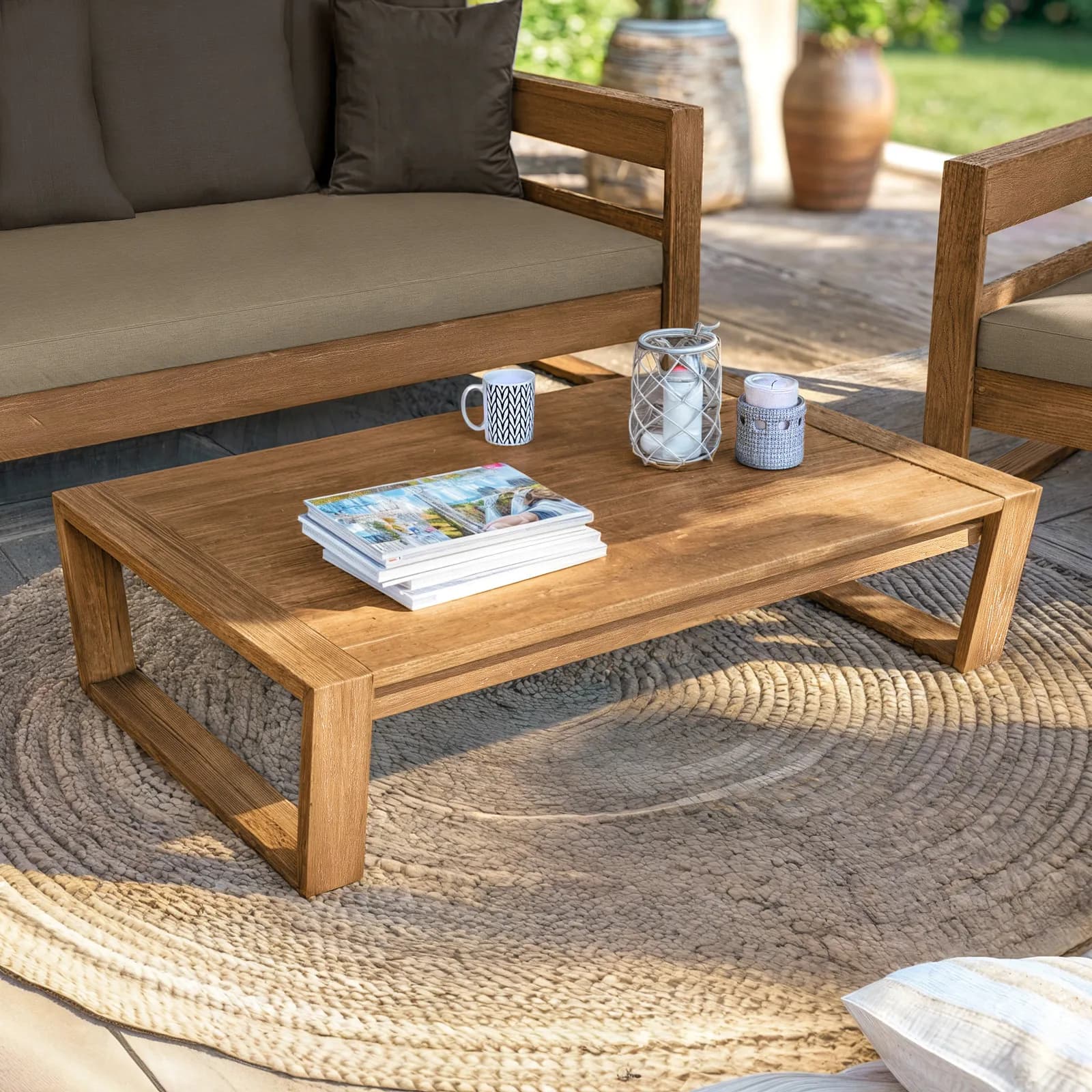 Tavolino 120x80 in legno teak naturale - Cairo