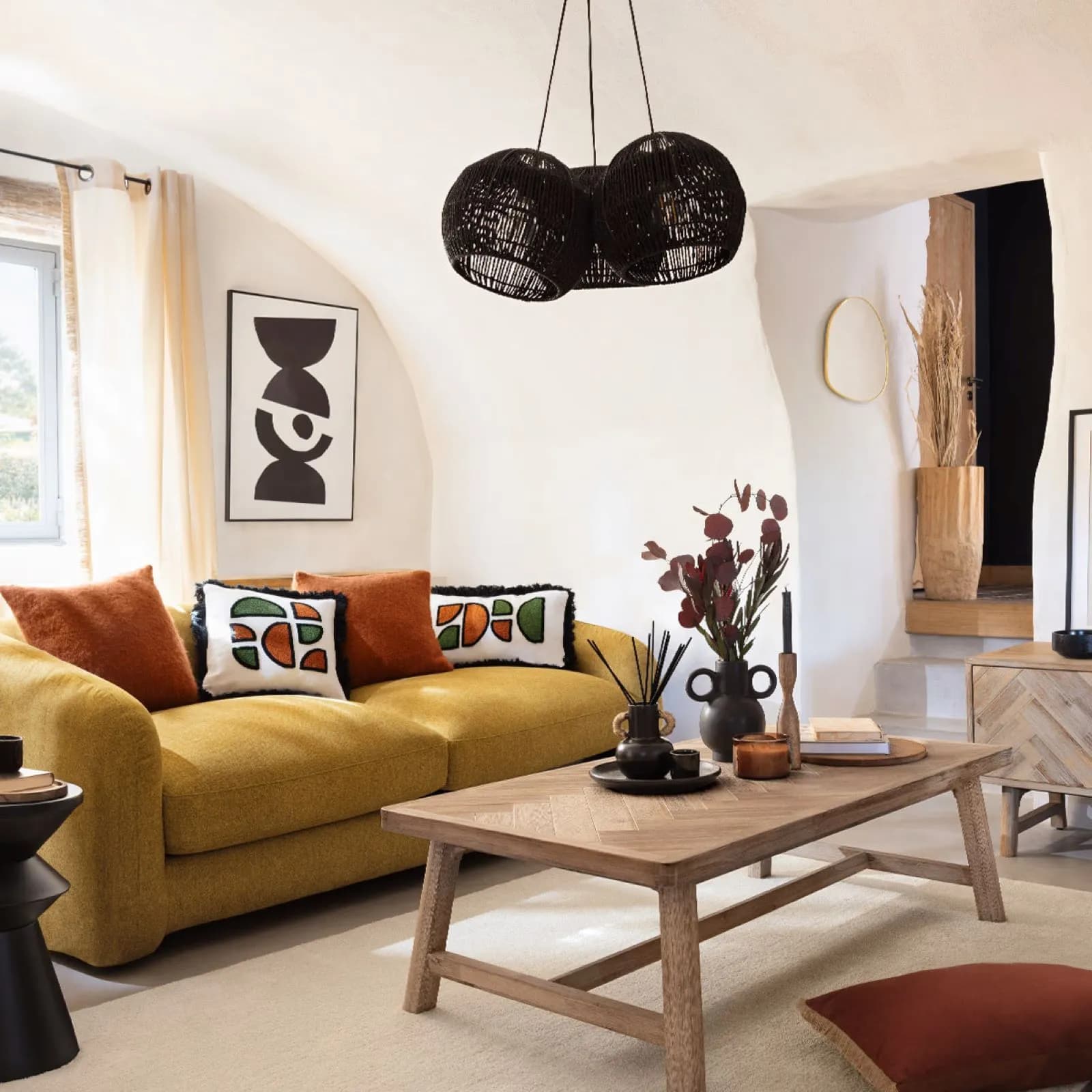 Tavolino 130x40h in legno di acacia parquet - Arianne