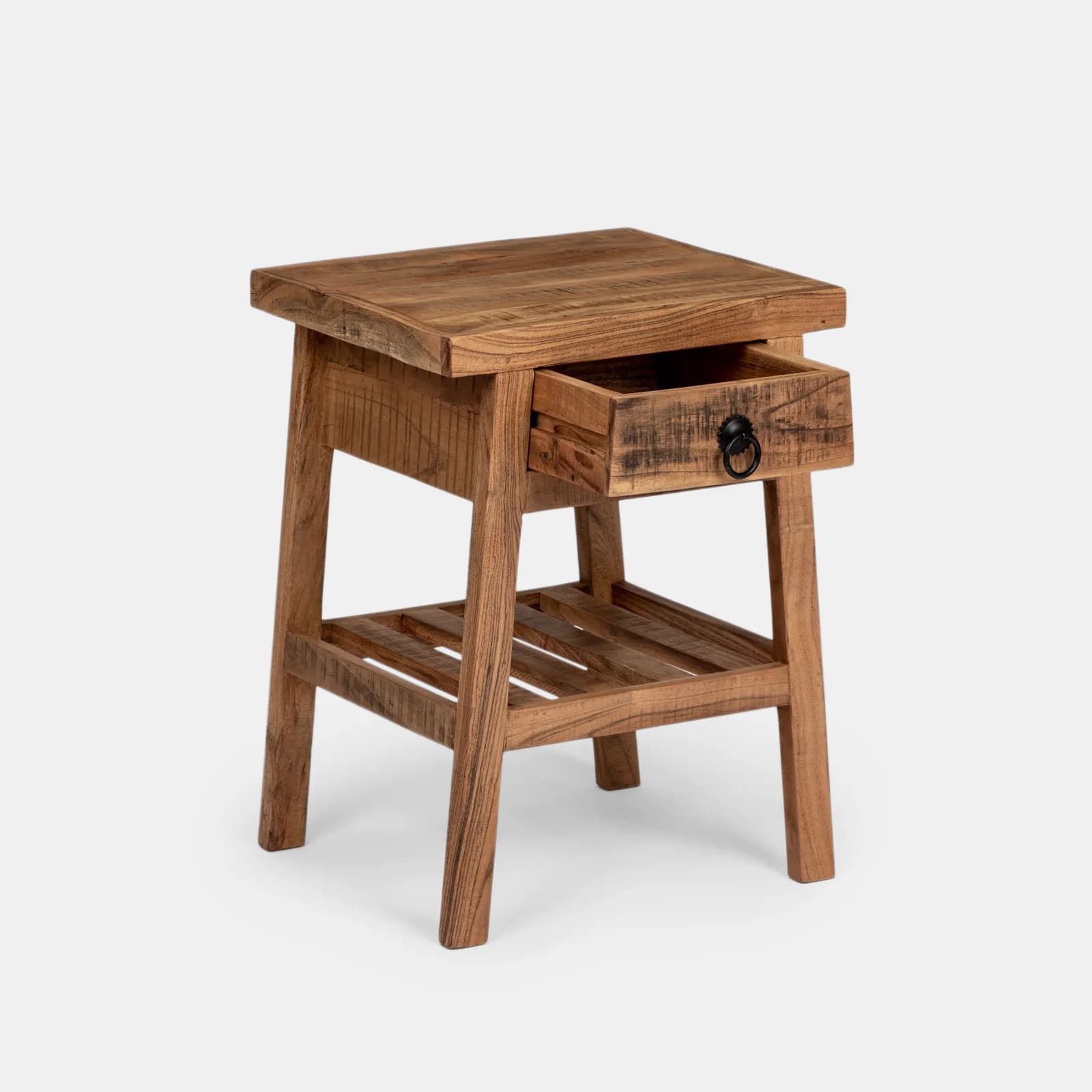 Tavolino 44x39 cm in legno di acacia con cassetto - Freia Acacia
