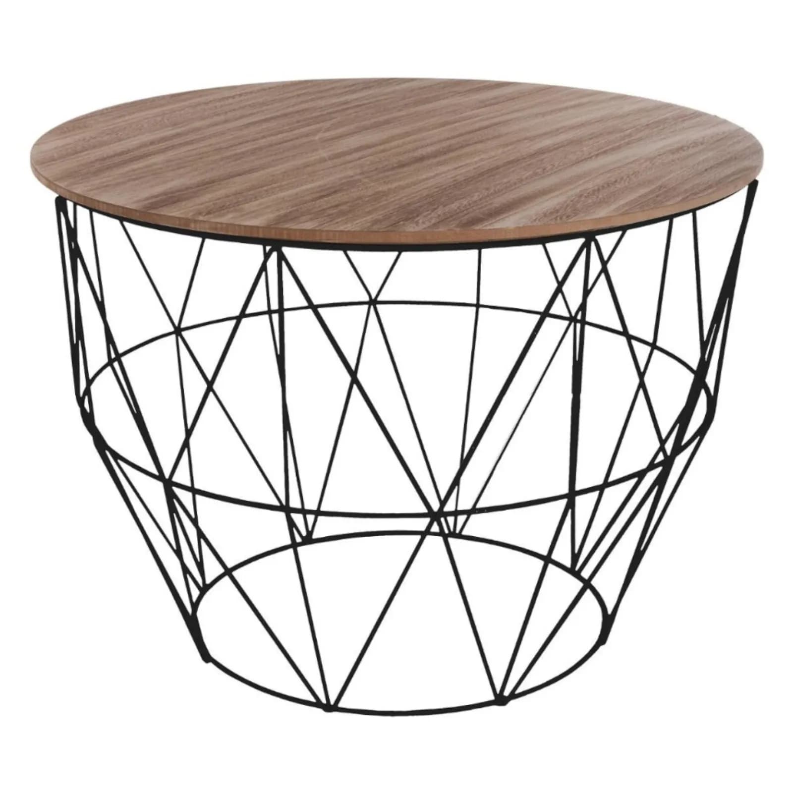 Tavolino rotondo 56 cm in legno e metallo nero - Kelp