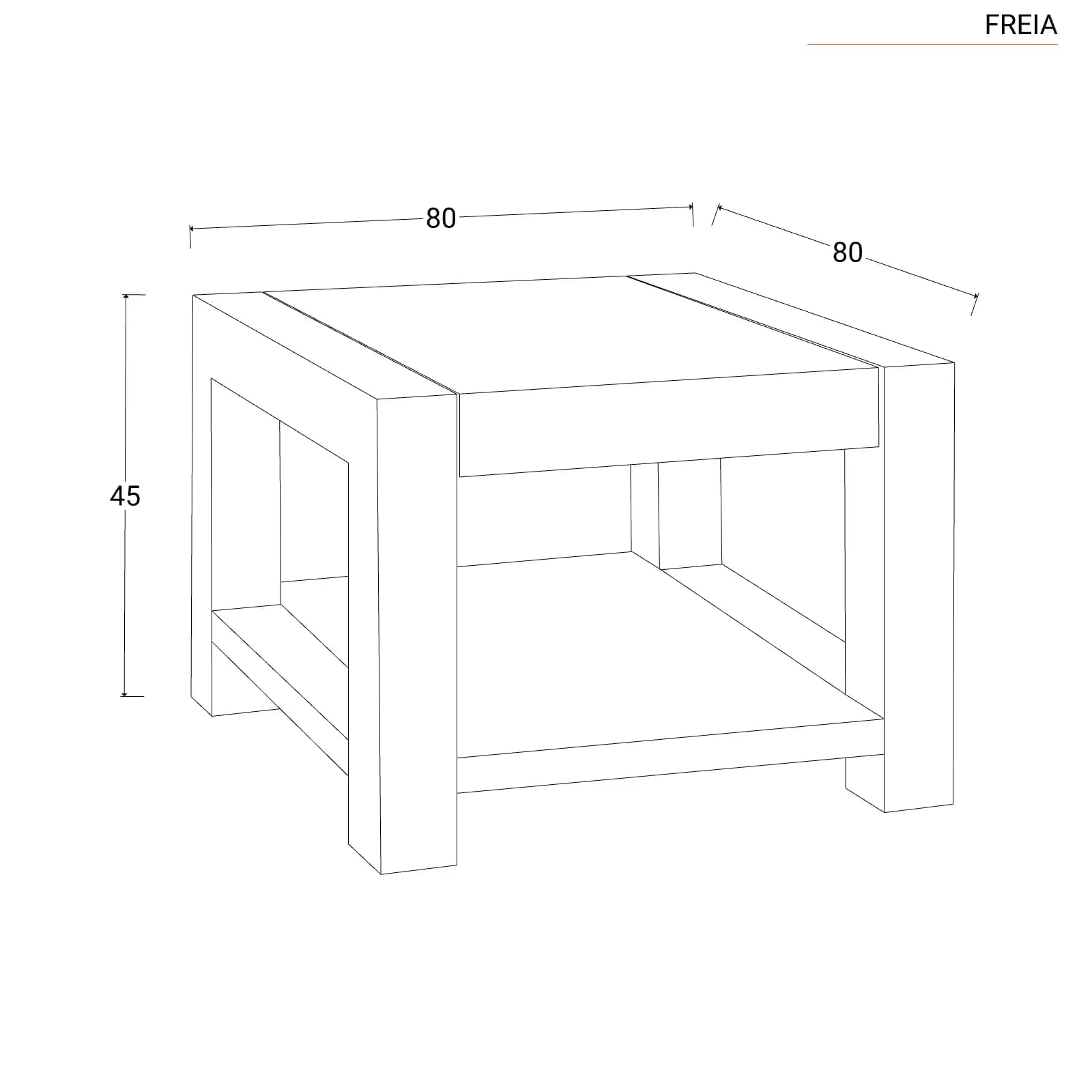 Tavolino 80 cm in legno con ripiano - Freia Sheesham