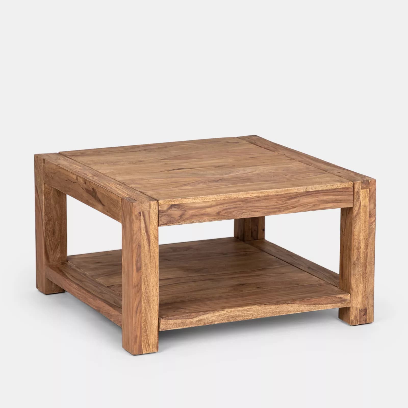 Tavolino 80 cm in legno con ripiano - Freia Sheesham