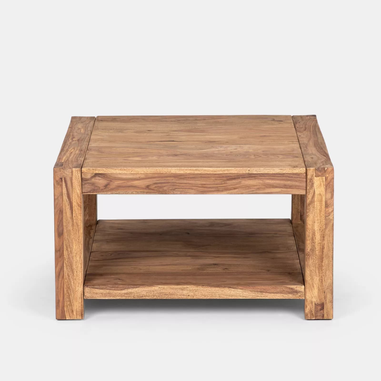 Tavolino 80 cm in legno con ripiano - Freia Sheesham