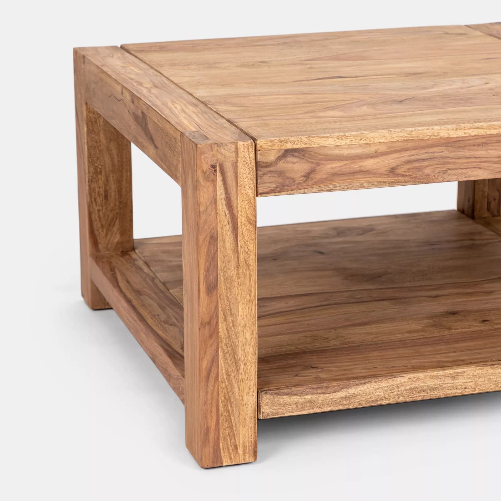 Tavolino 80 cm in legno con ripiano - Freia Sheesham