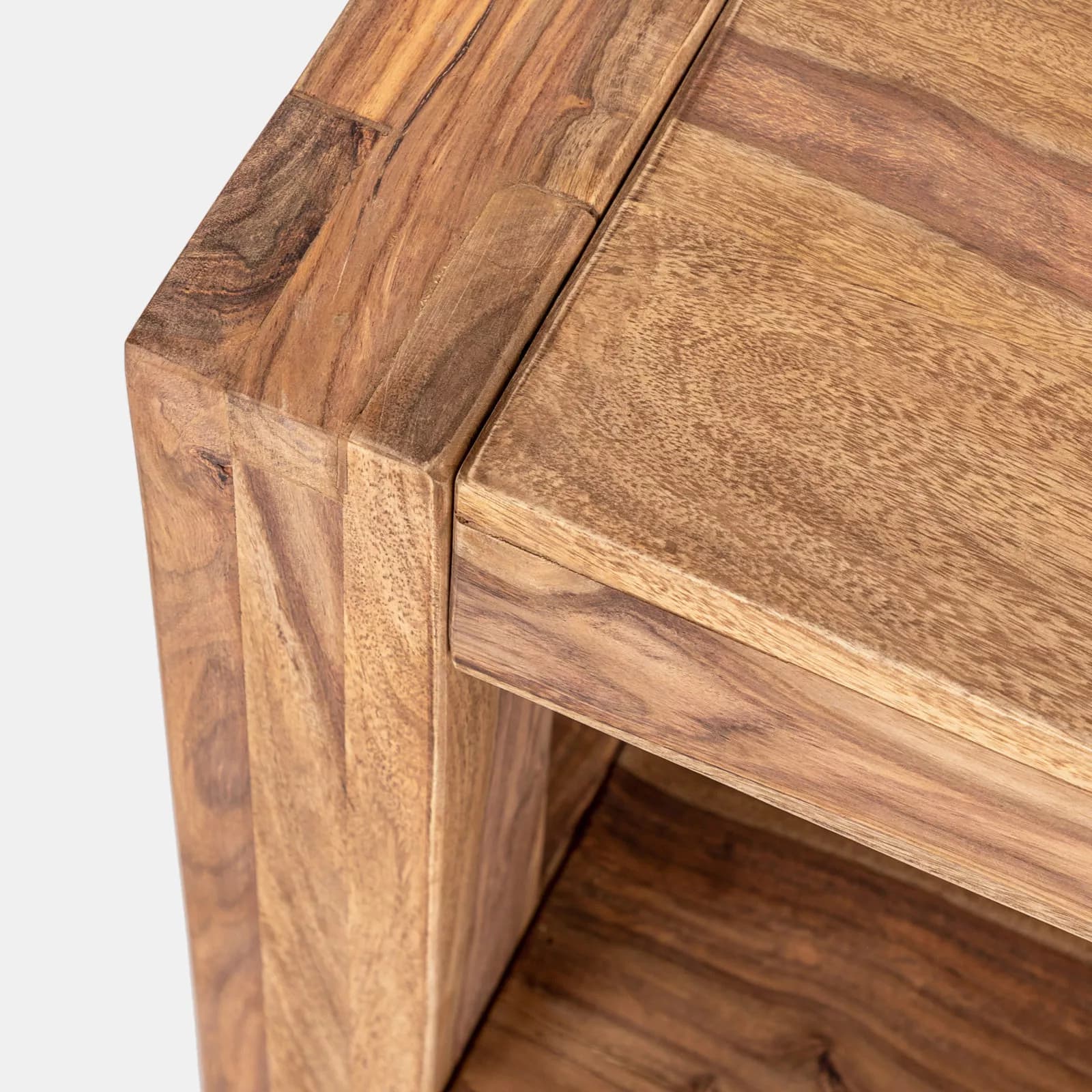Tavolino 80 cm in legno con ripiano - Freia Sheesham