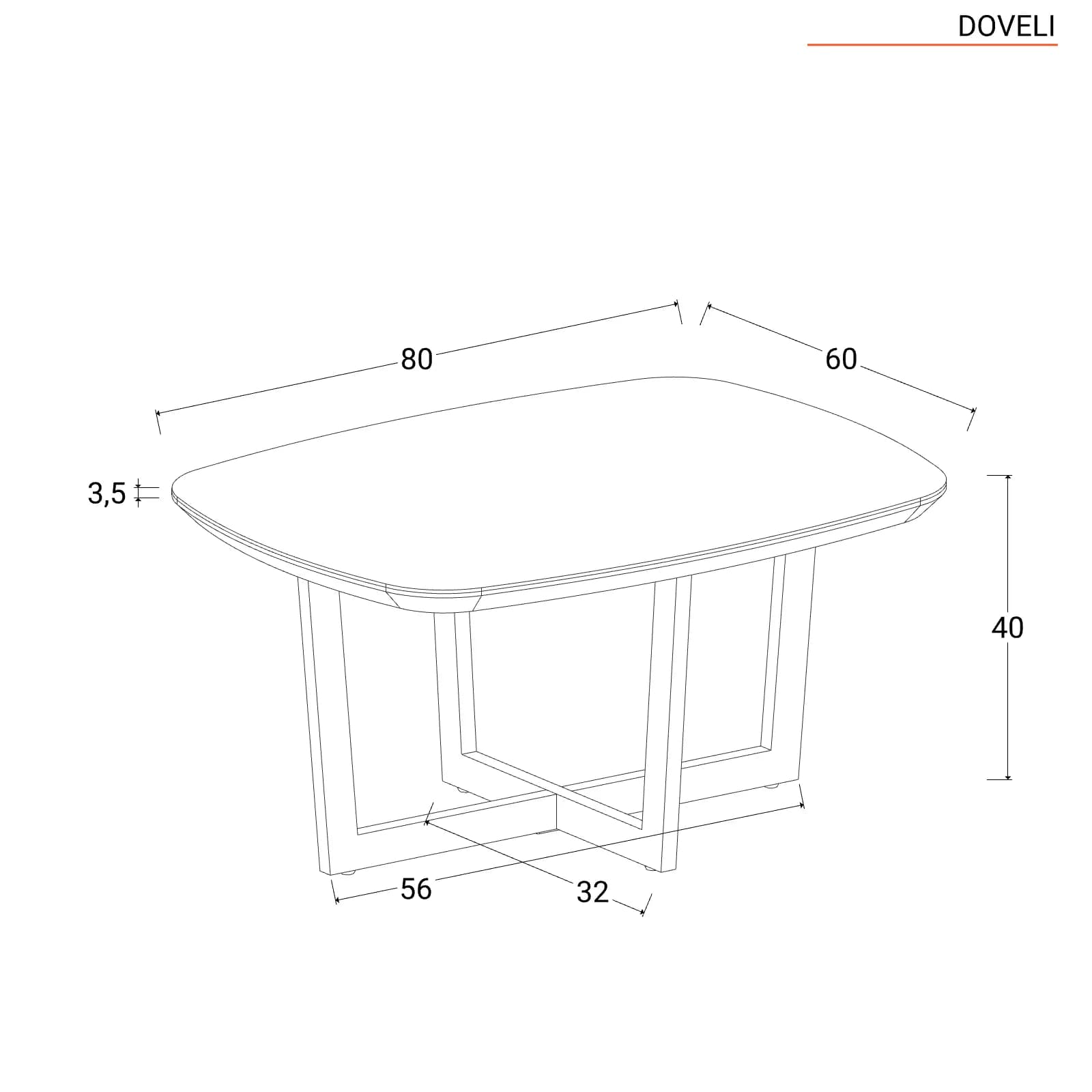 Tavolino 80x60x40 h cm piano in vetro bianco e gambe in metallo cromo - Doveli