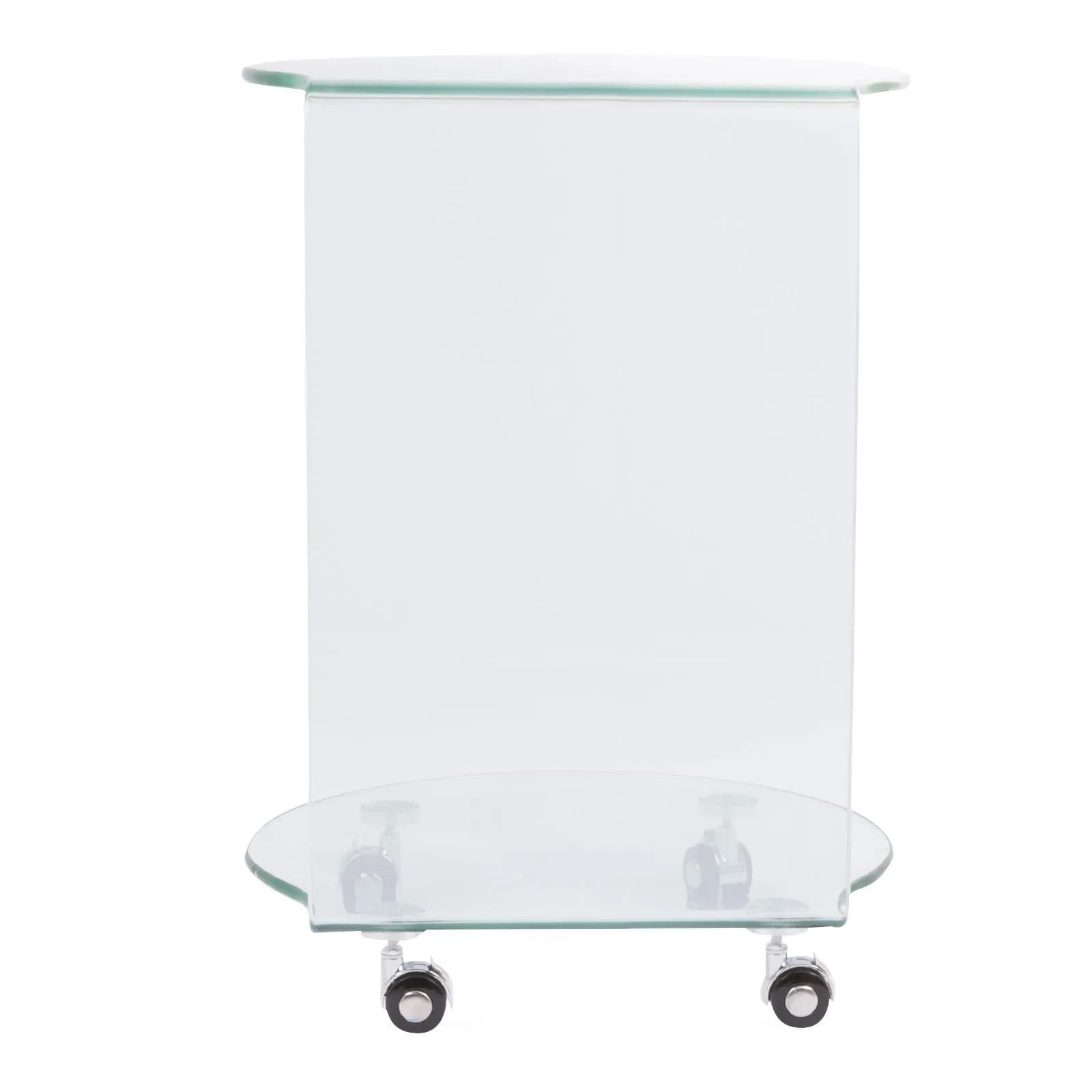 Tavolino 45 cm in vetro trasparente con 4 ruote - City