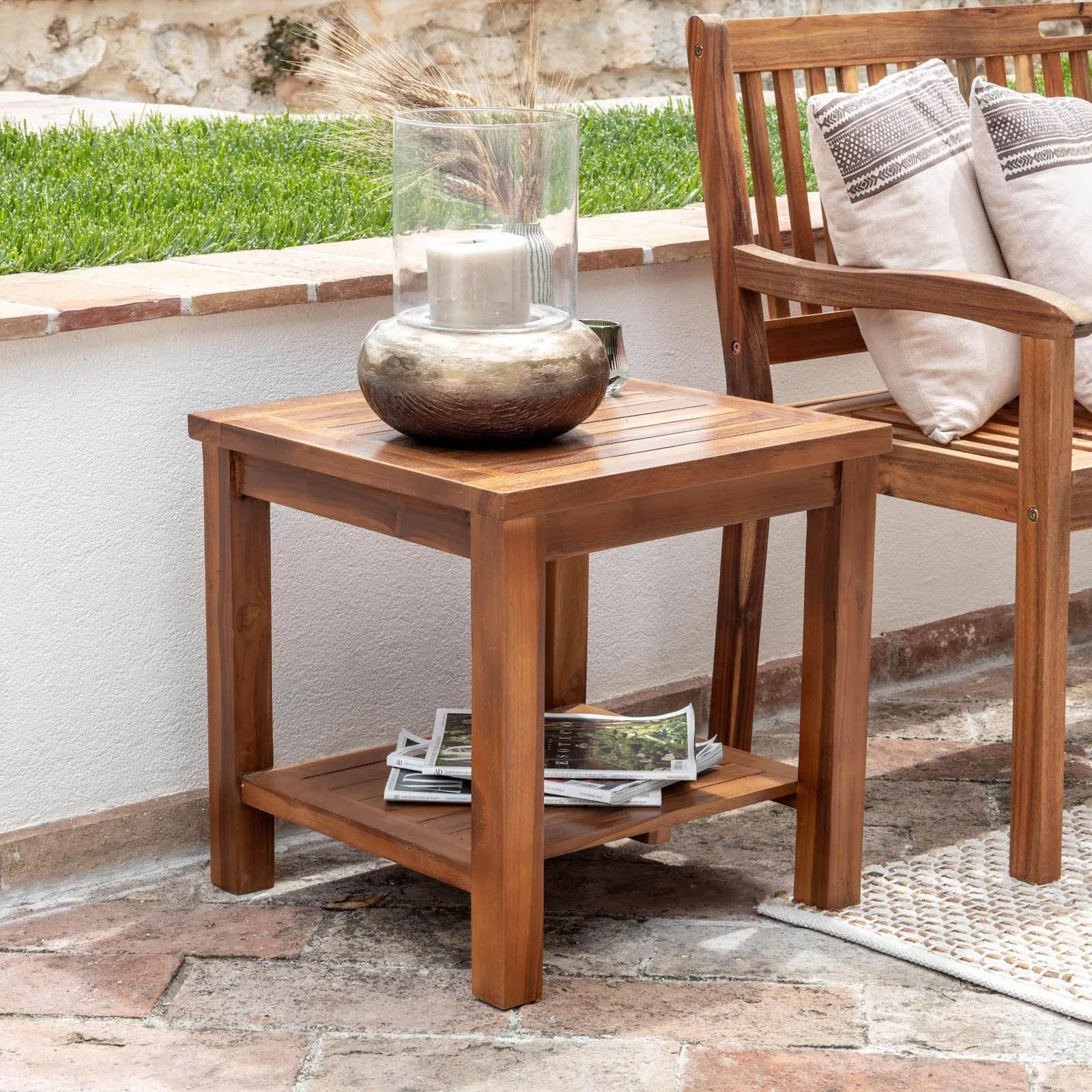 Tavolino da giardino 50x50 cm in legno teak - Louis
