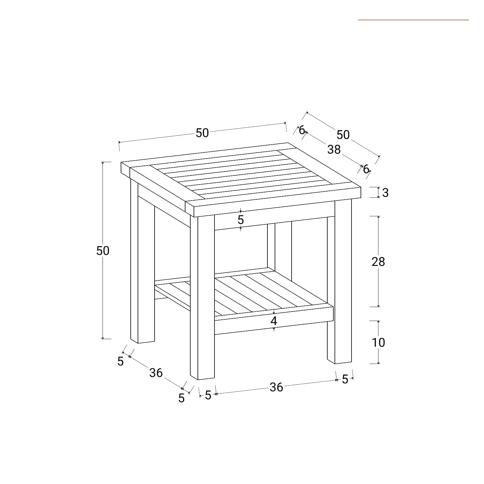 Tavolino da giardino 50x50 cm in legno teak - Louis