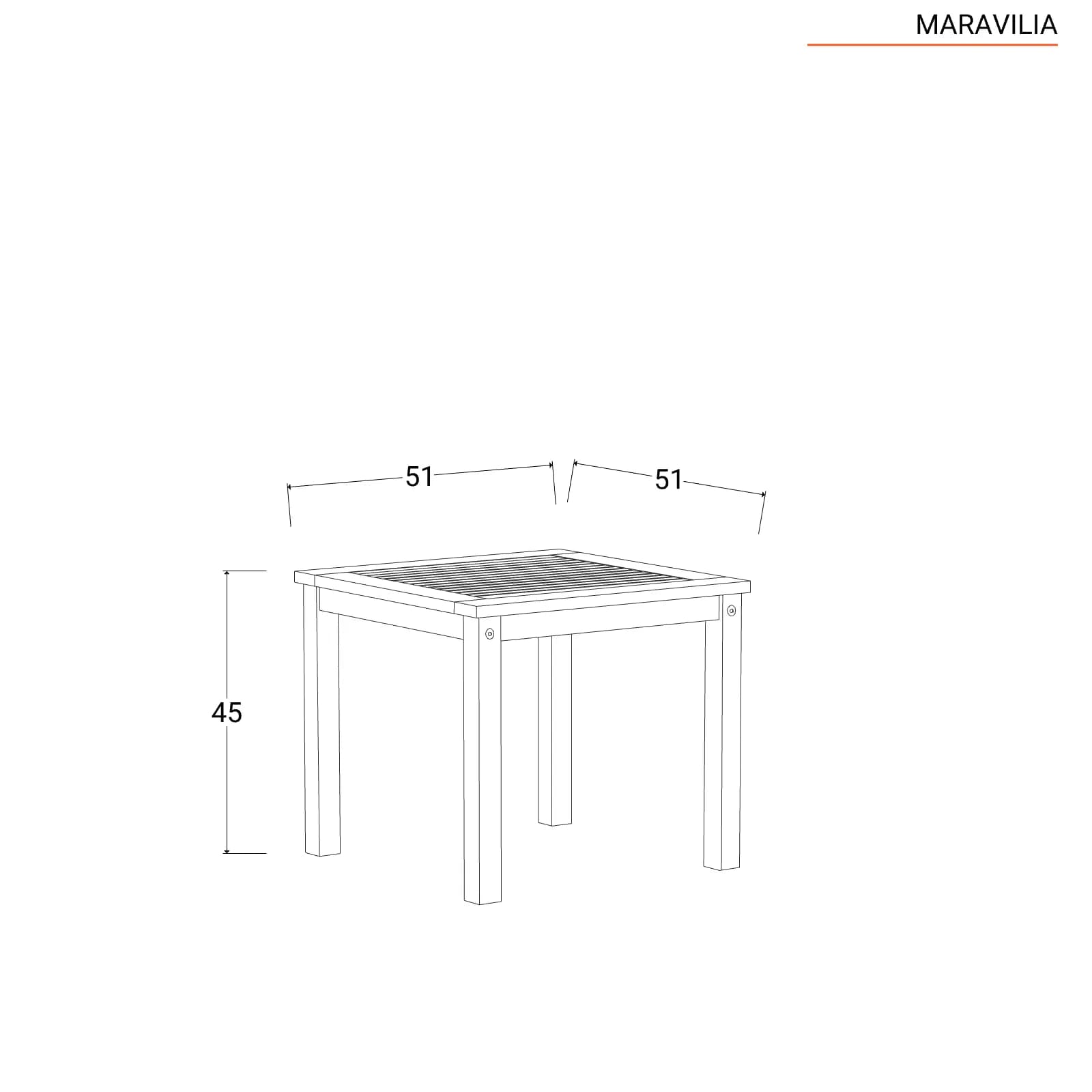 Tavolino da giardino 51x51 cm in legno di acacia - Maravilia