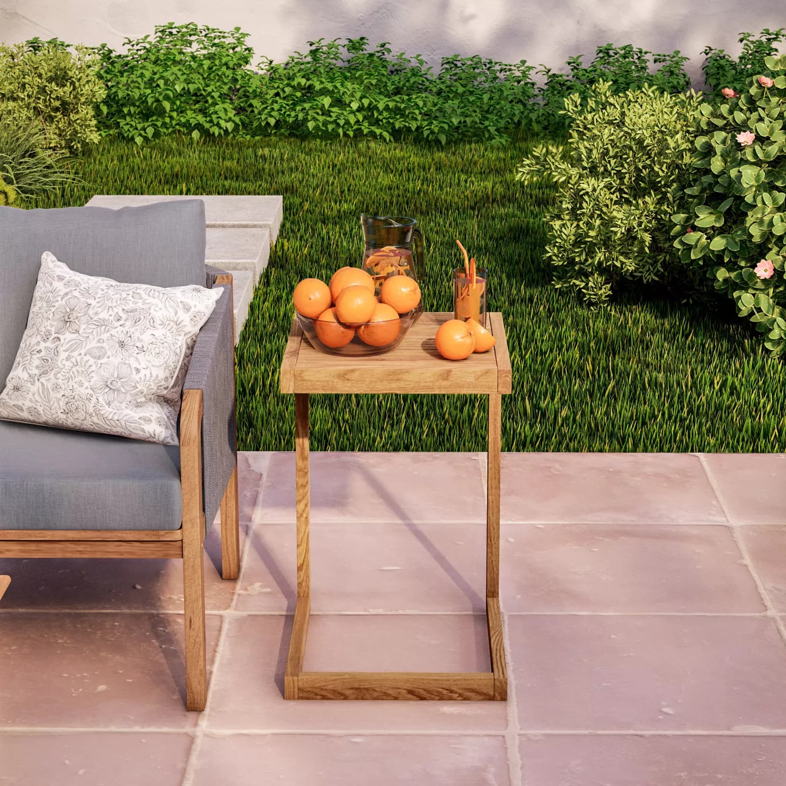 Tavolino da giardino in legno massello di acacia 40x43 cm - Nauru