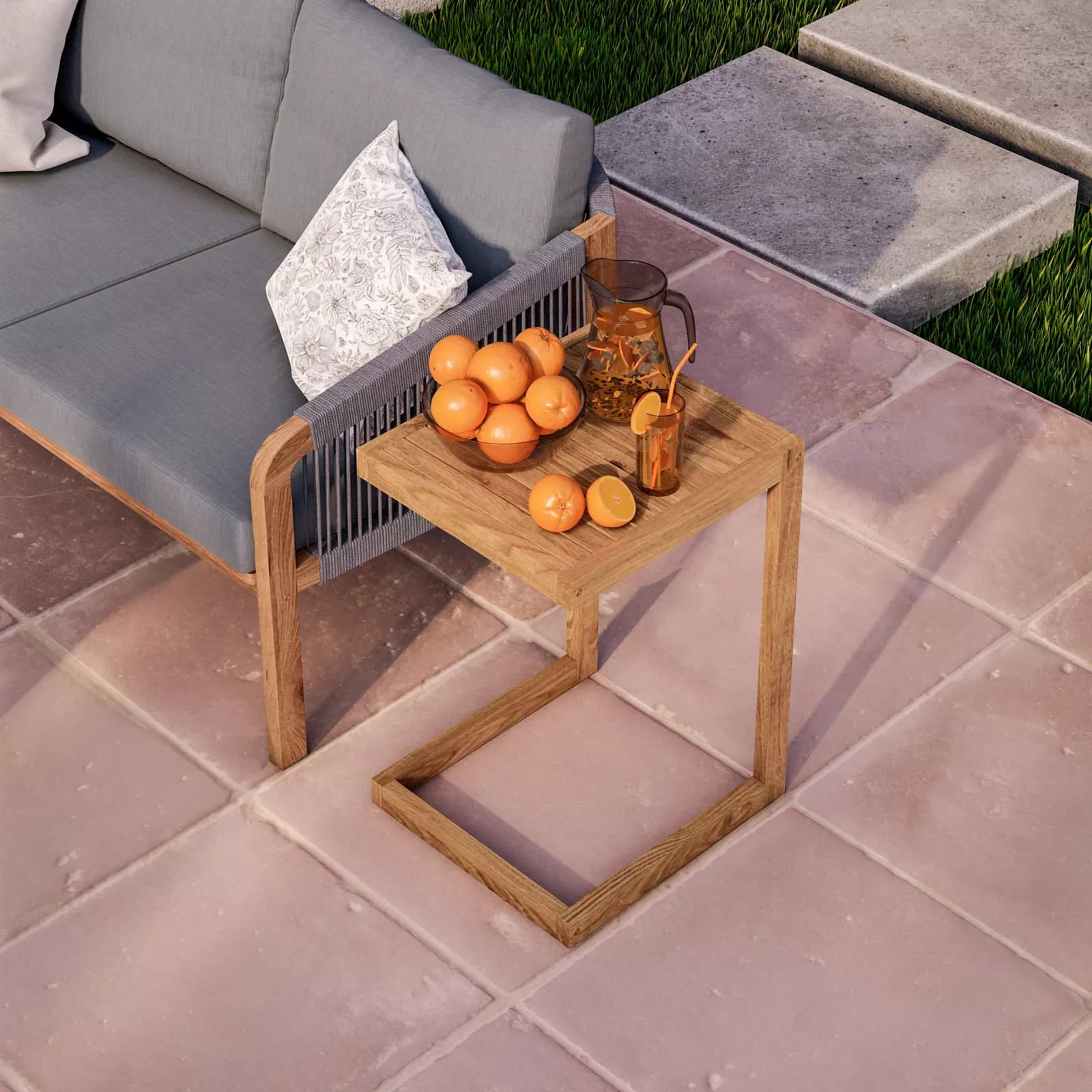 Tavolino da giardino in legno massello di acacia 40x43 cm - Nauru