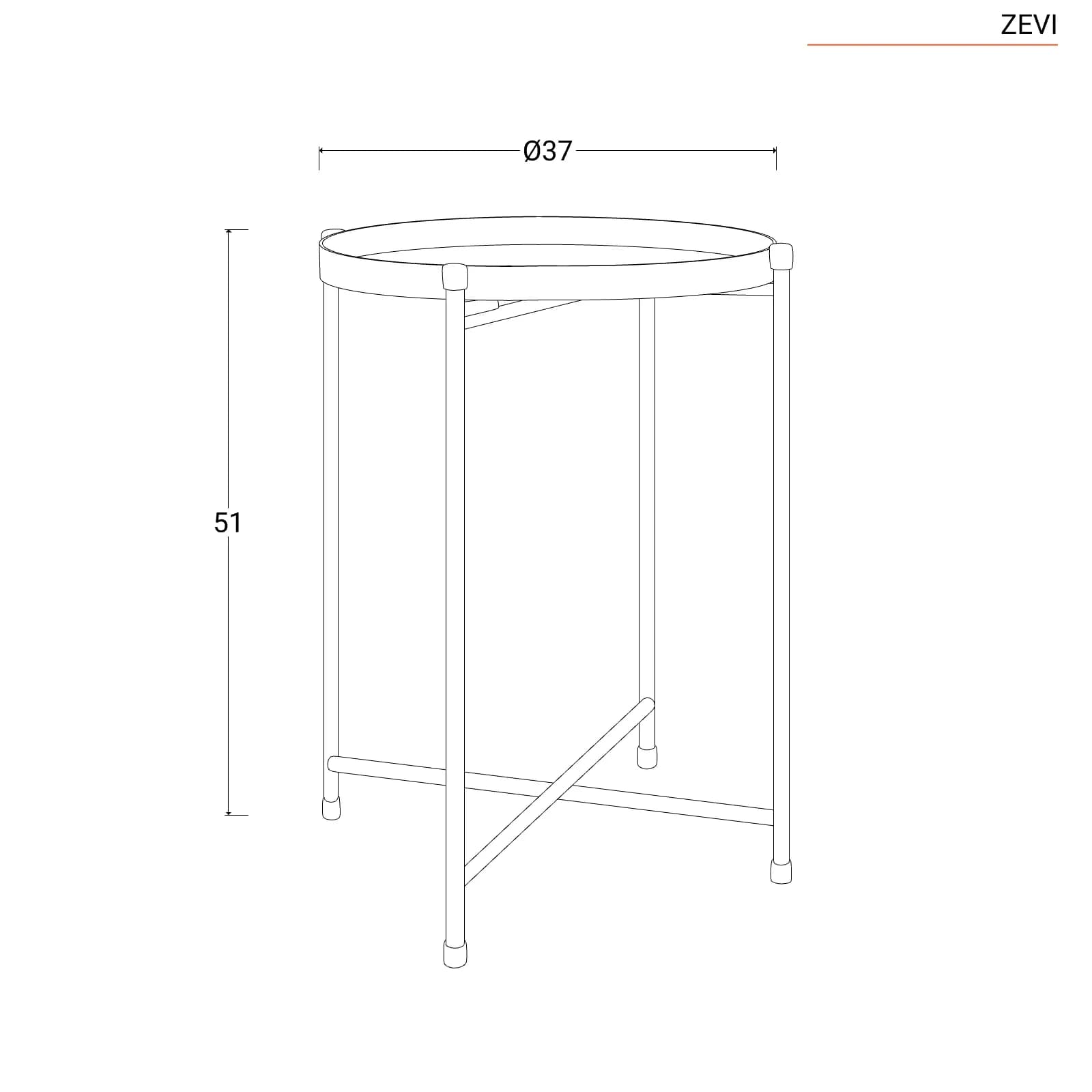 Tavolino da giardino pieghevole 37 cm in metallo nero - Zevi