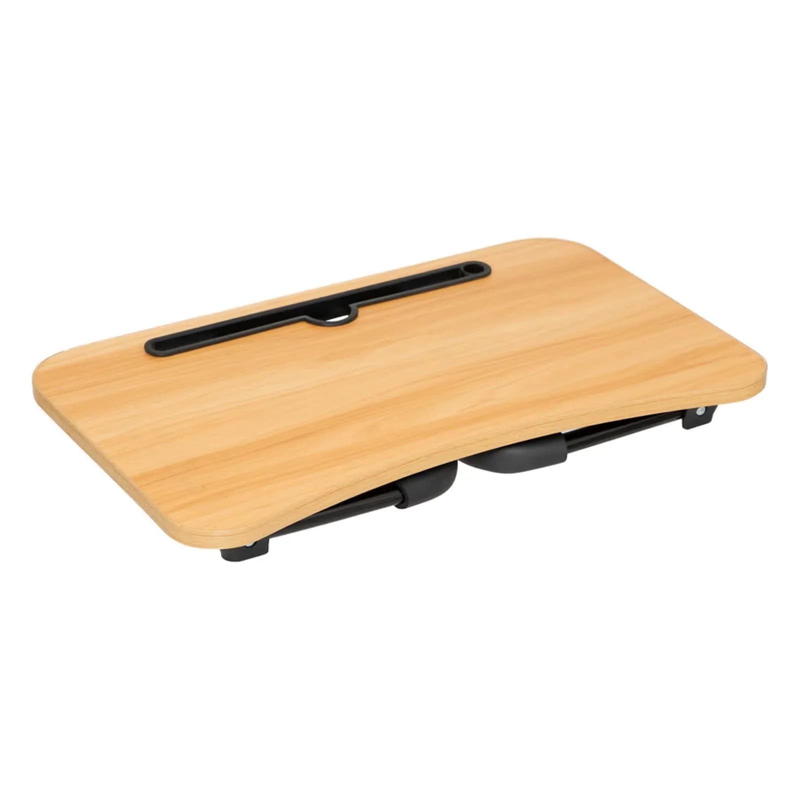 Tavolino pieghevole 48x30 cm in legno naturale e nero con porta tablet