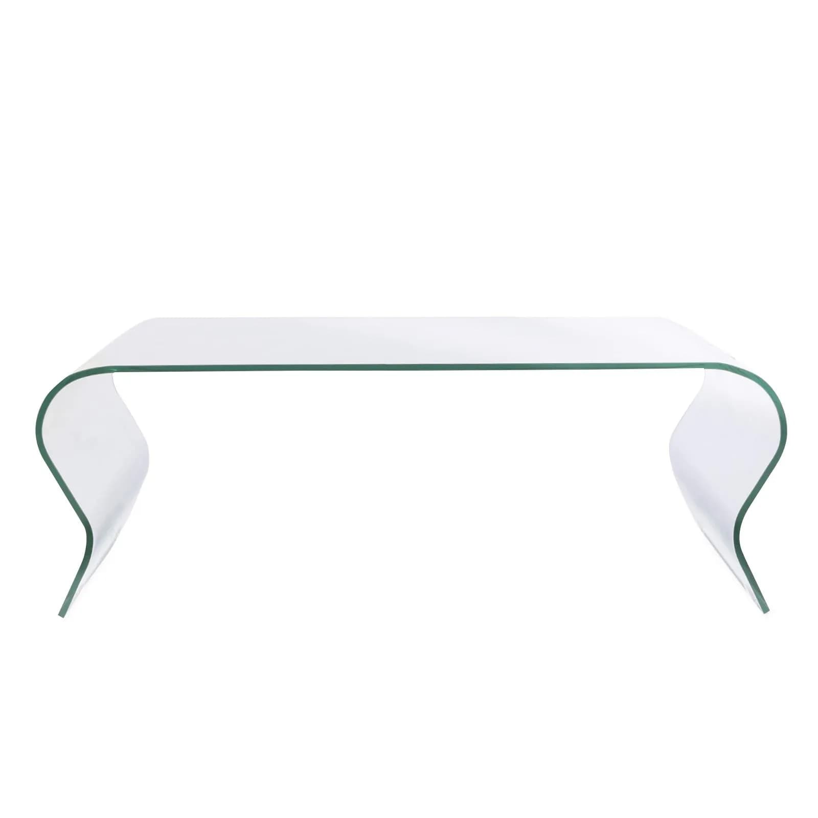 Tavolino 120x60 cm in vetro trasparente sagomato - City