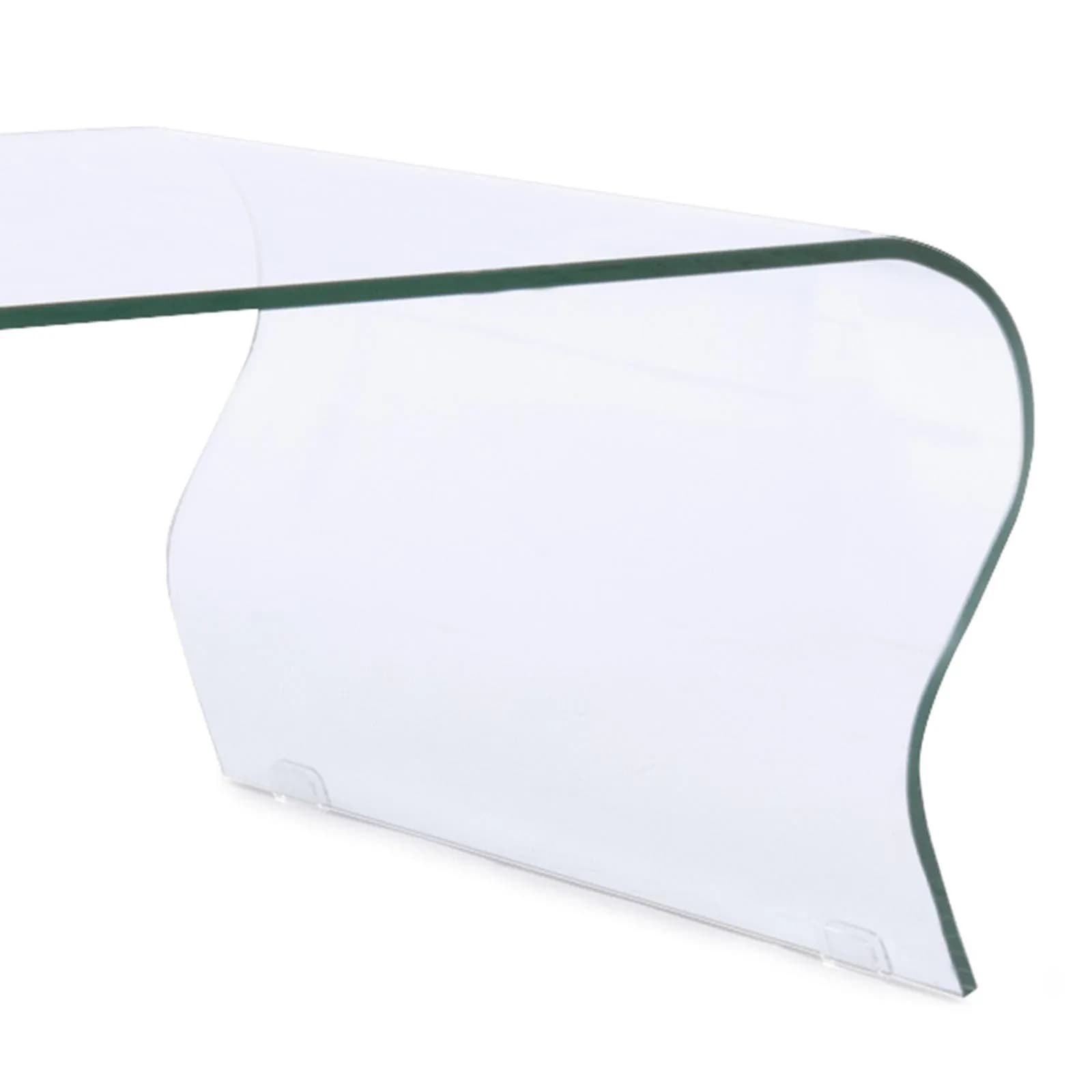 Tavolino 120x60 cm in vetro trasparente sagomato - City