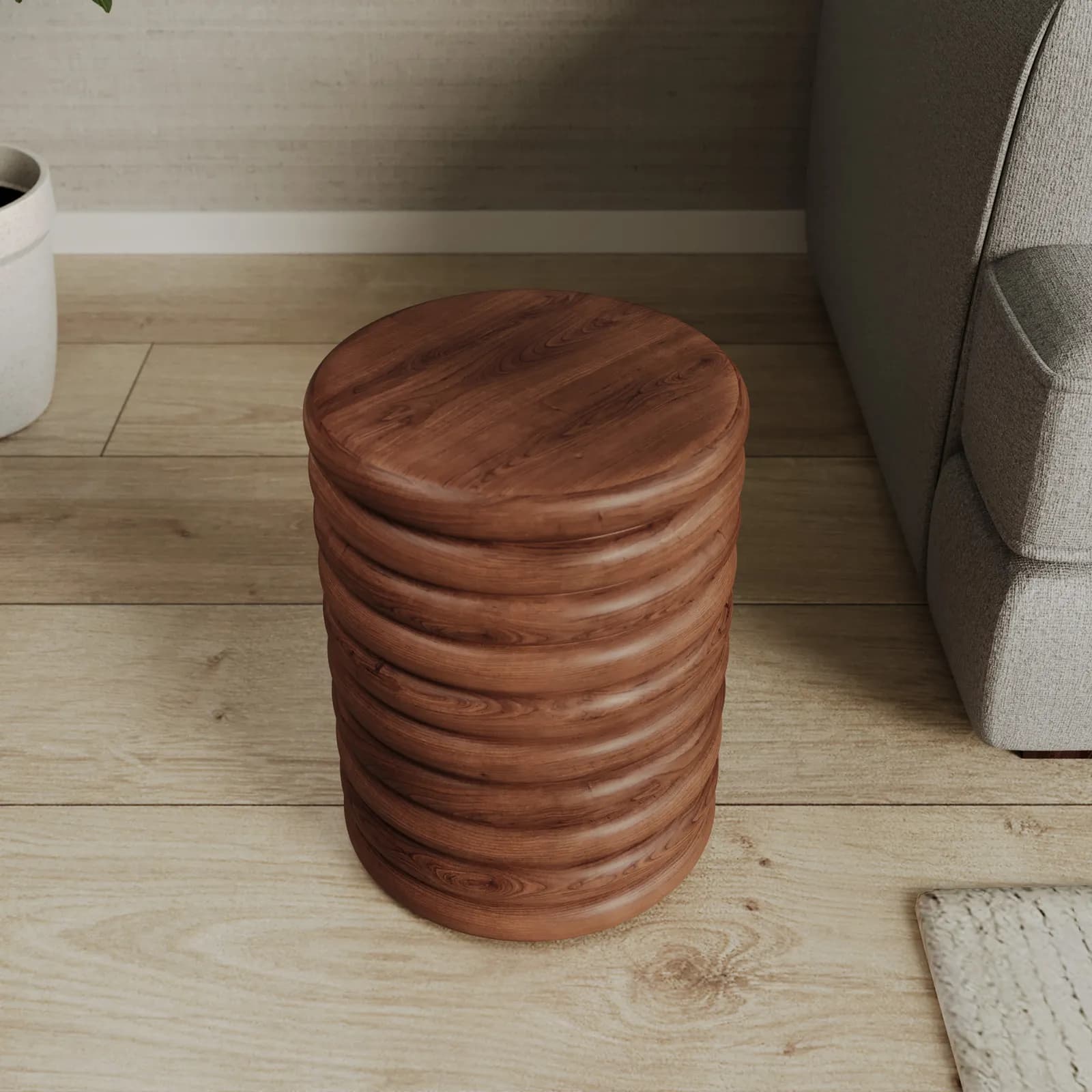Tavolino rotondo 30 cm in legno di mango naturale - Julian