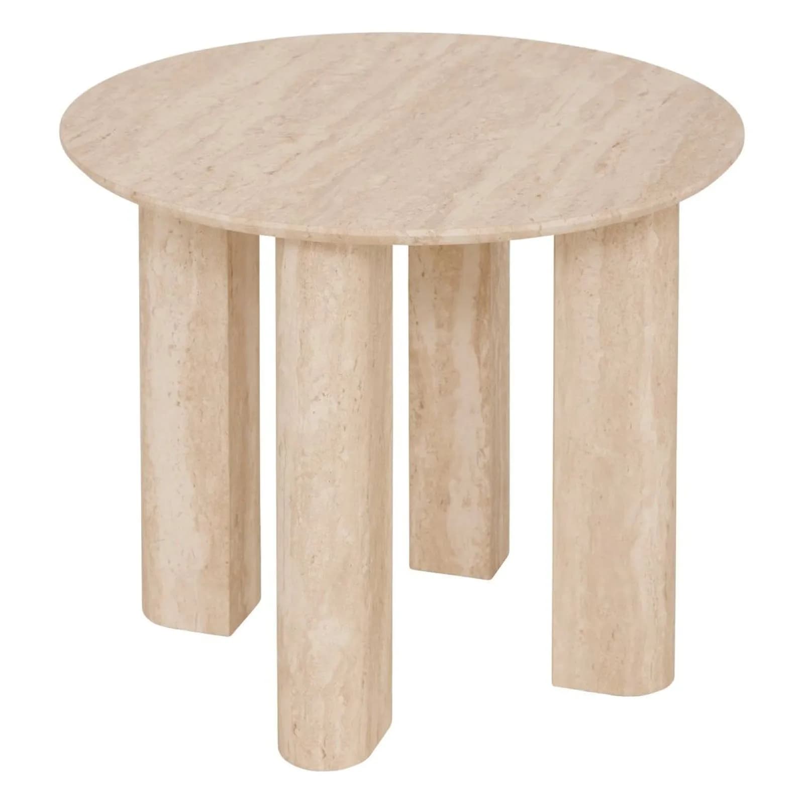 Tavolino rotondo 51 cm in legno effetto travertino beige - Thayla