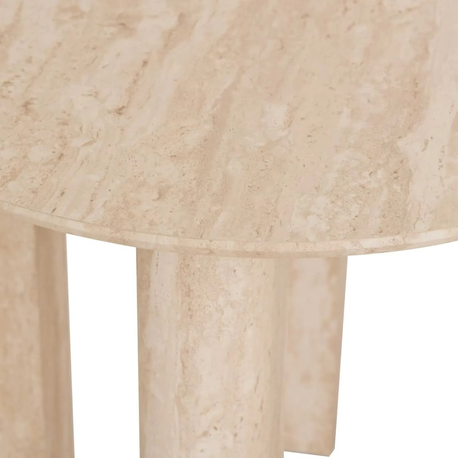 Tavolino rotondo 51 cm in legno effetto travertino beige - Thayla