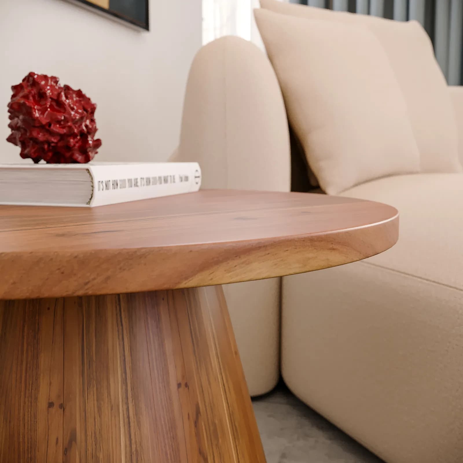 Tavolino rotondo 60 cm in legno di acacia naturale e nero - Bazaar