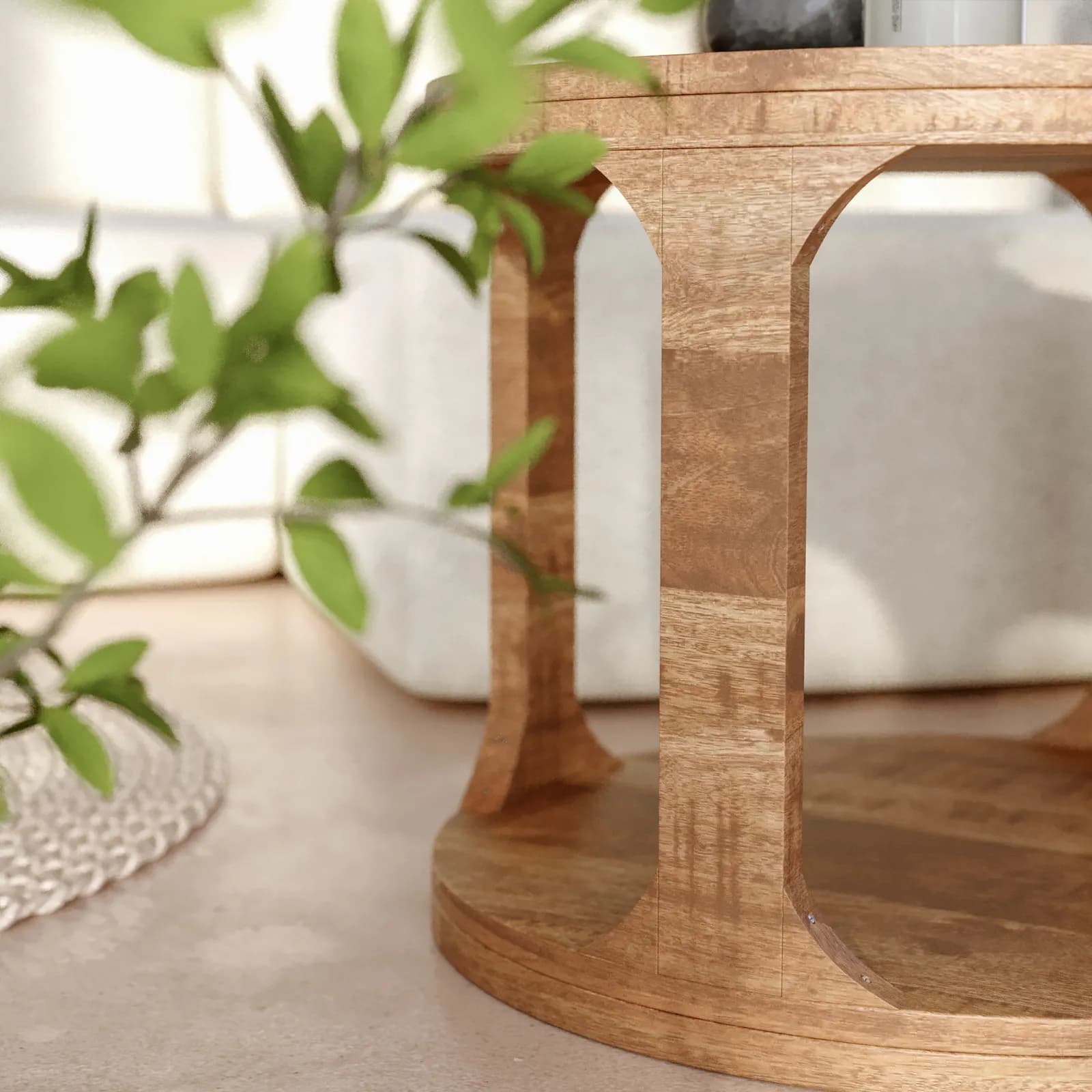 Tavolino rotondo 60 cm in legno di mango - Jaiden