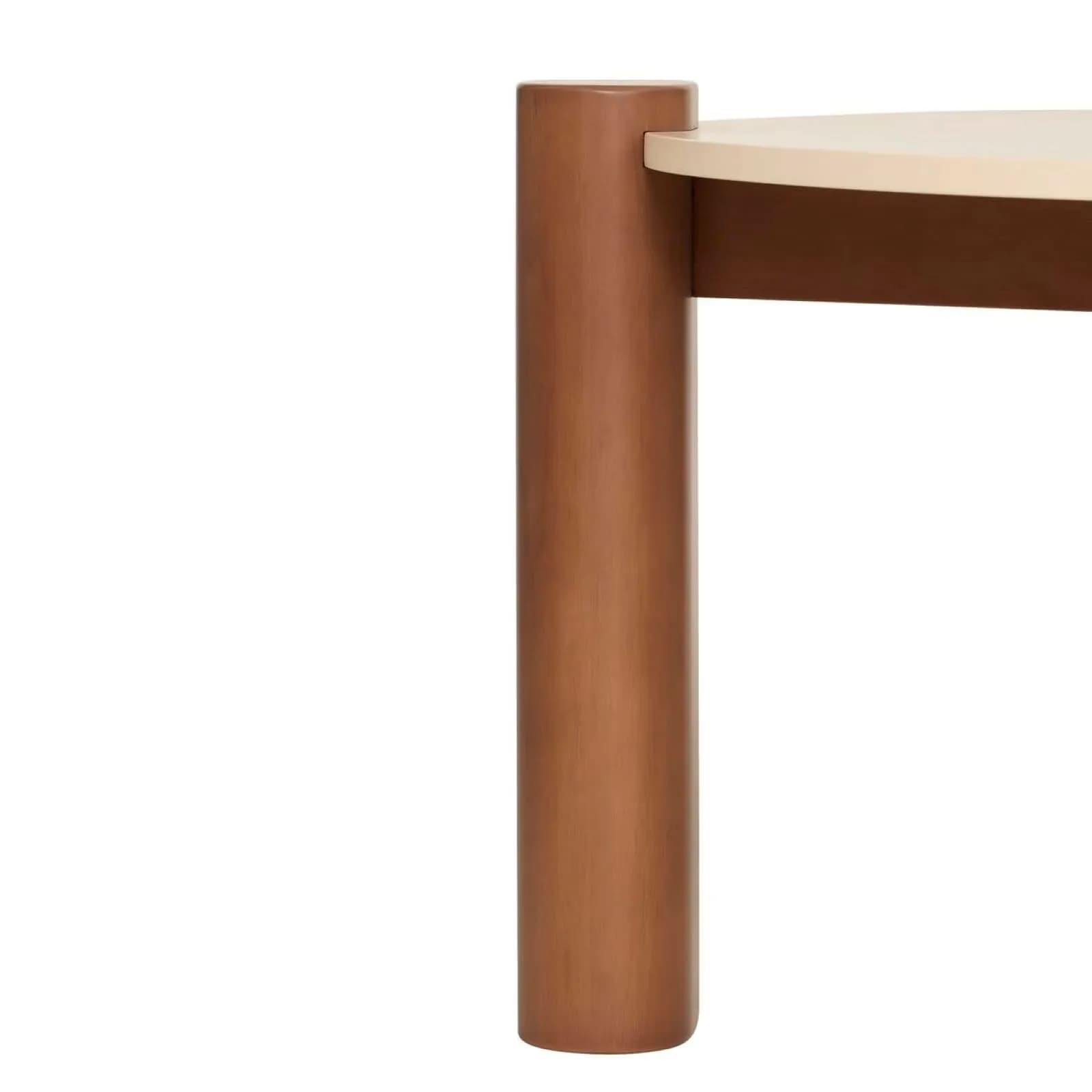 Tavolino rotondo 86 cm in legno impiallacciato effetto noce e top beige - Hollie