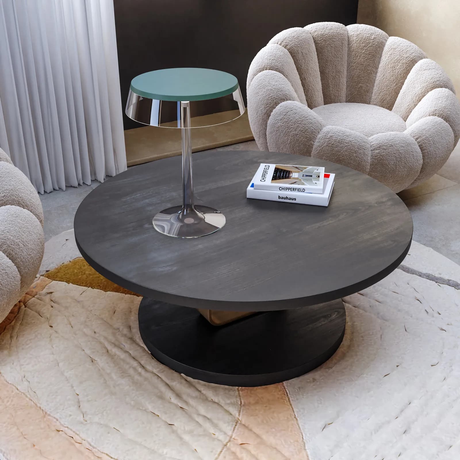 Tavolino rotondo in legno nero craven e metallo brun - Kirel