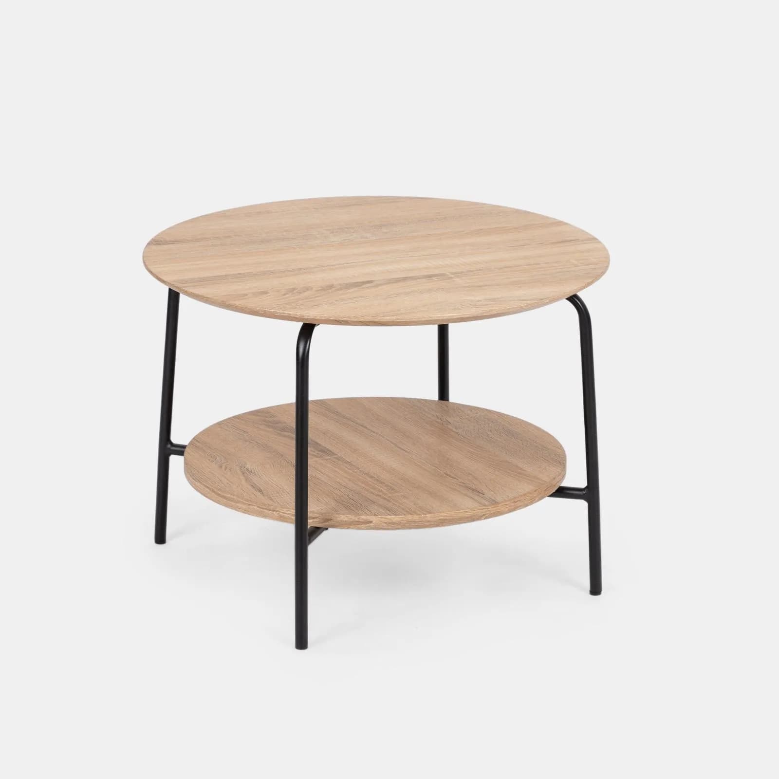 Tavolino 60 cm in metallo nero e legno rovere - Breeze