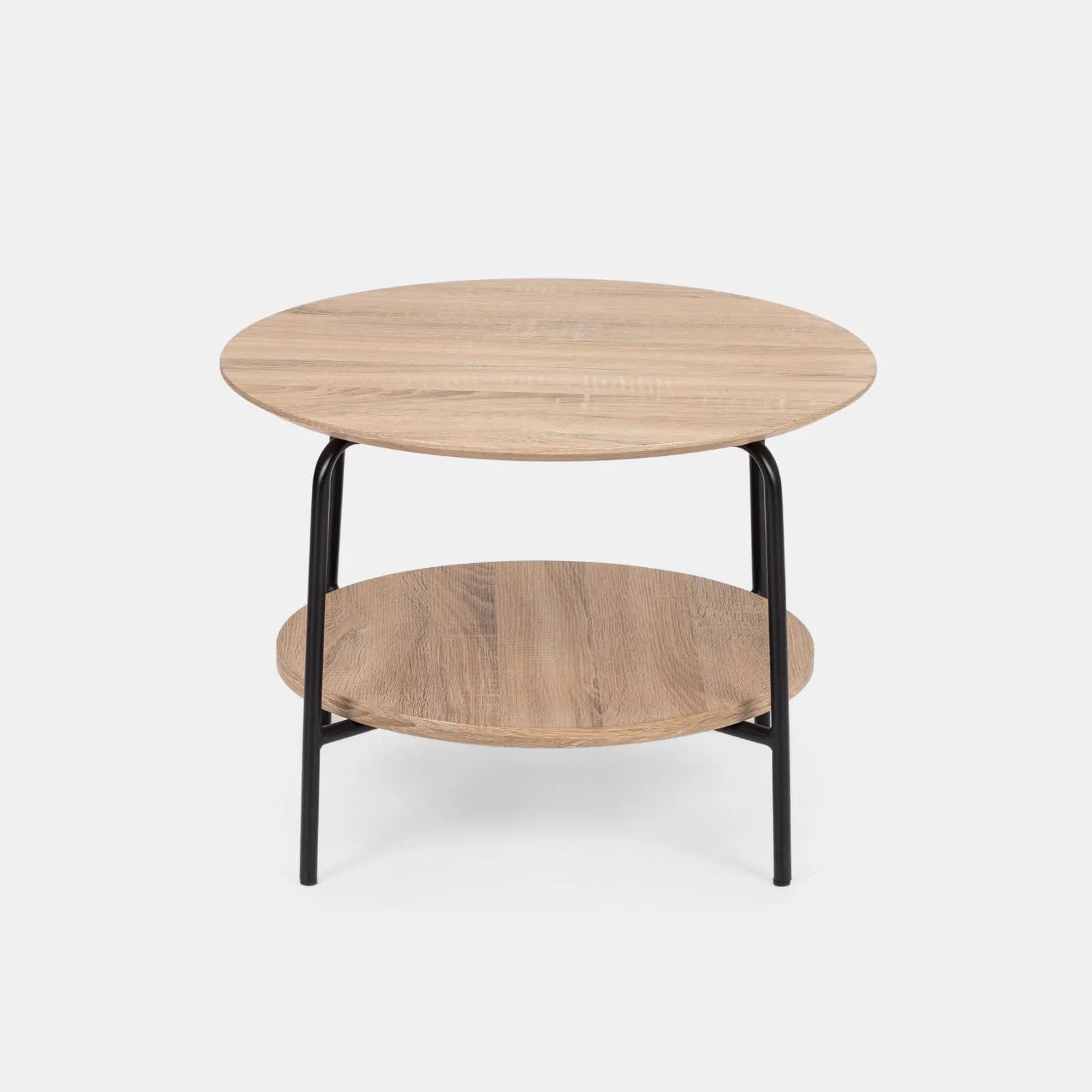 Tavolino 60 cm in metallo nero e legno rovere - Breeze