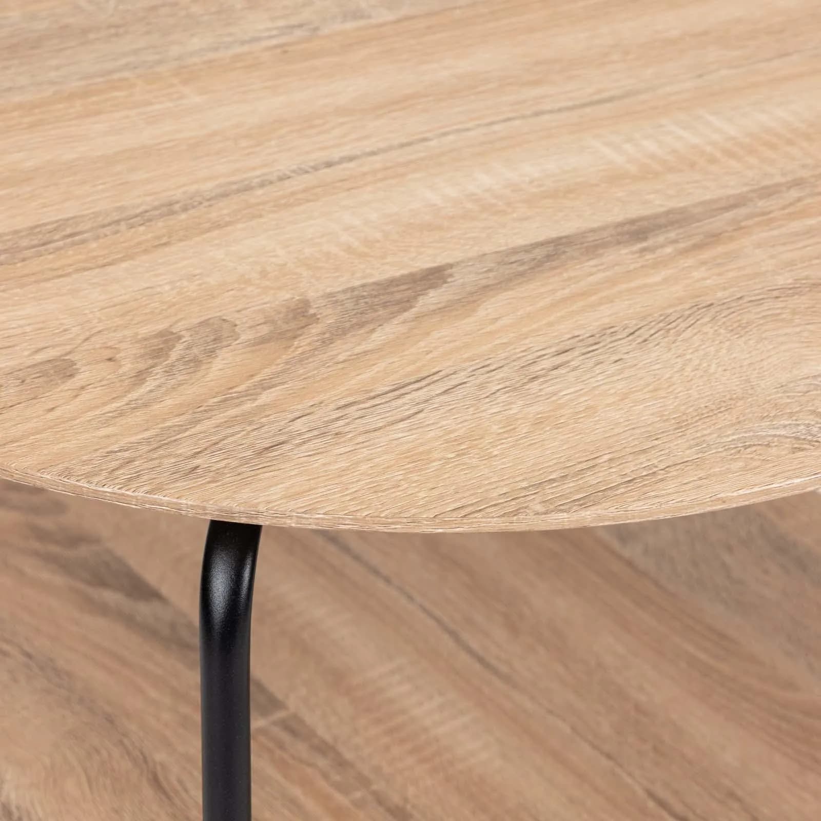 Tavolino 60 cm in metallo nero e legno rovere - Breeze